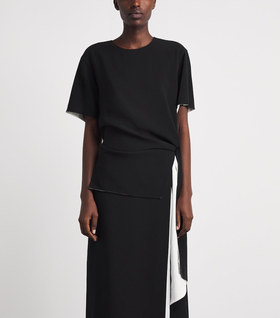 Lafayette 148 Womens Reversible Side-Tie Blouse Black Image 4