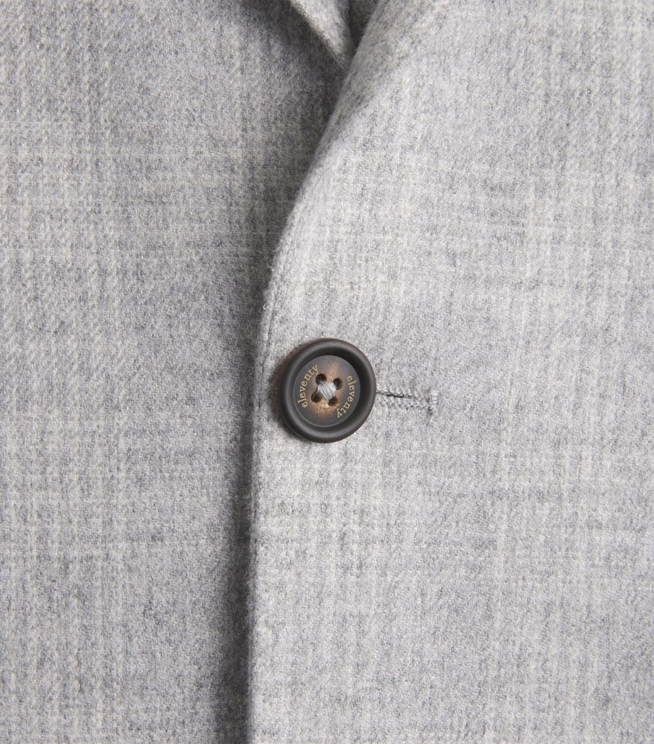 Eleventy Mens Silk-Cashmere Check Unstructured Blazer Grigio Chiaro Melang Image 6