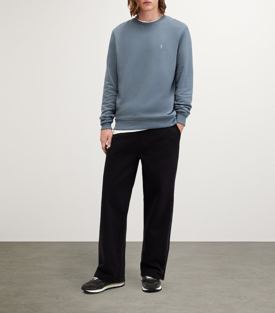 AllSaints Mens Cotton Raven Crew-Neck Sweatshirt Ashy Blue Image 2