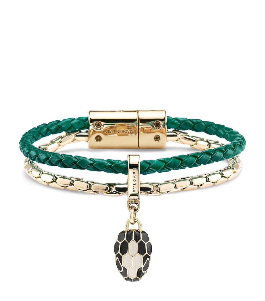 Leather Serpenti Forever Bracelet GREEN Image 1