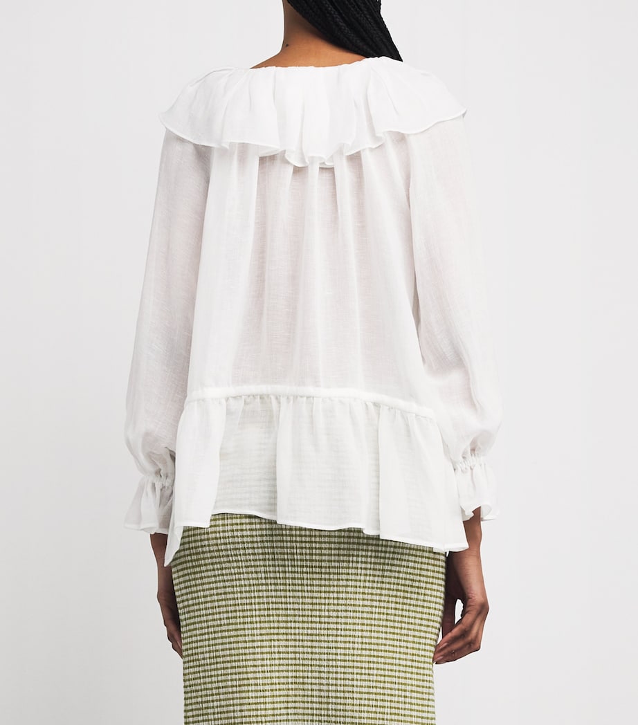 Gauze Ruffle Blouse WHITE Image 4