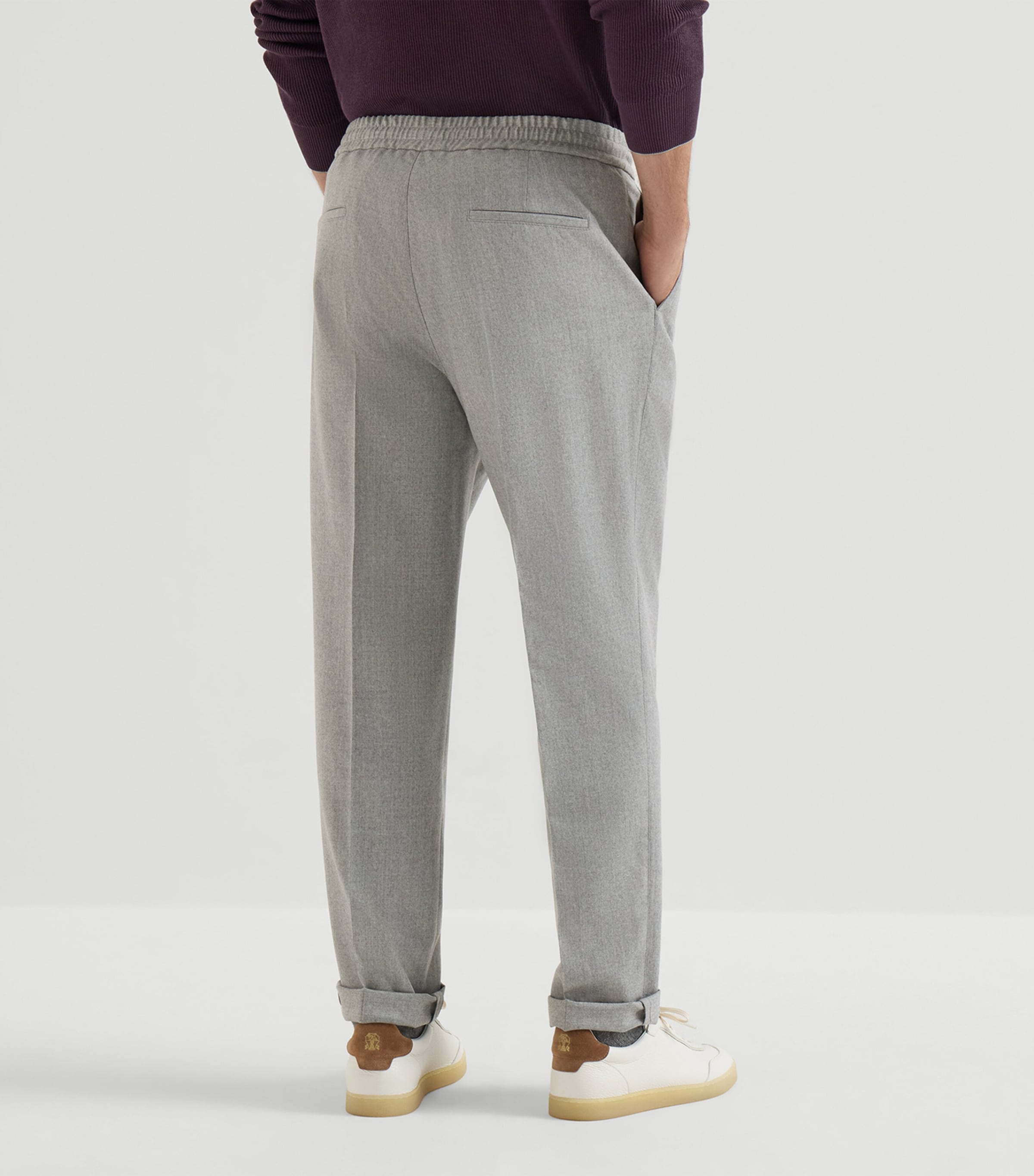 Brunello Cucinelli Mens Virgin Wool Pleated Drawstring Trousers Image 3