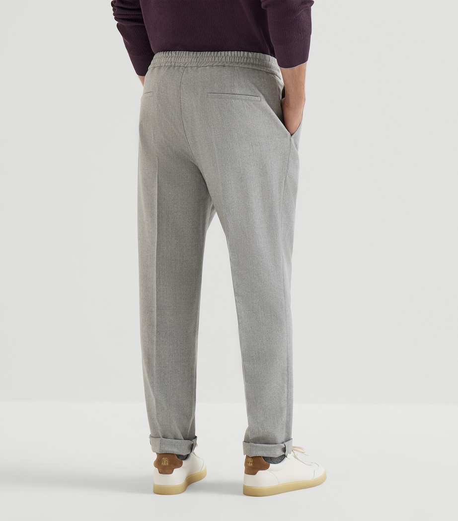 Brunello Cucinelli Mens Virgin Wool Pleated Drawstring Trousers Image 3