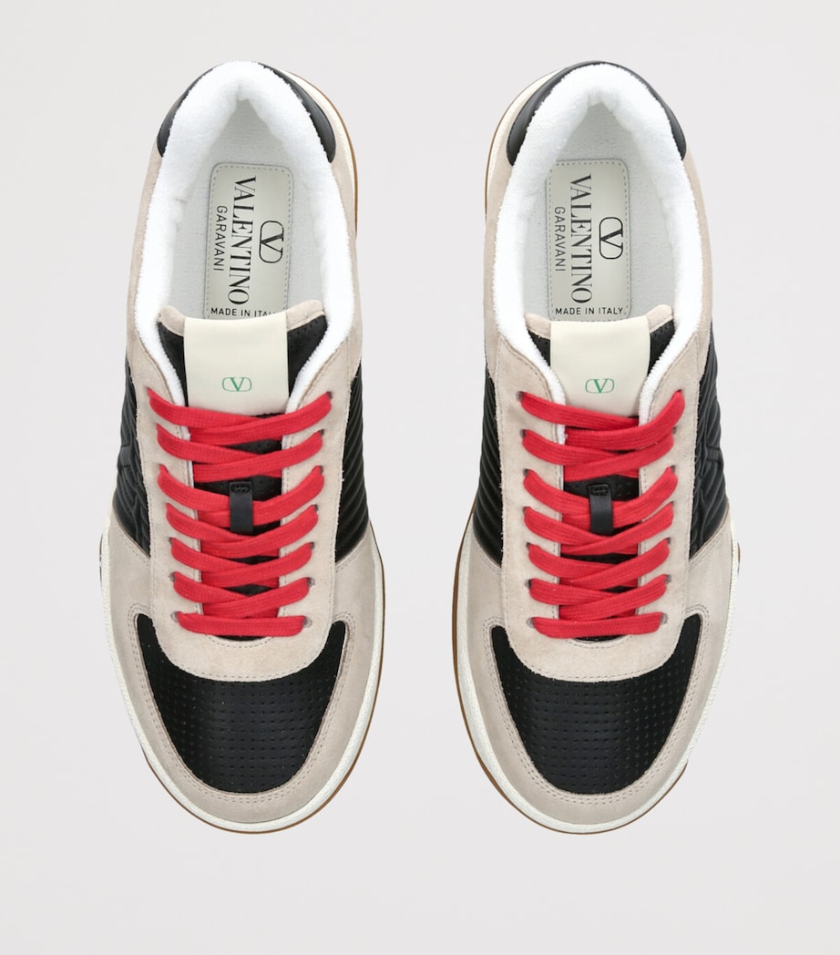 Leather-Suede Sparry Sneakers WHITE/BLK Image 4