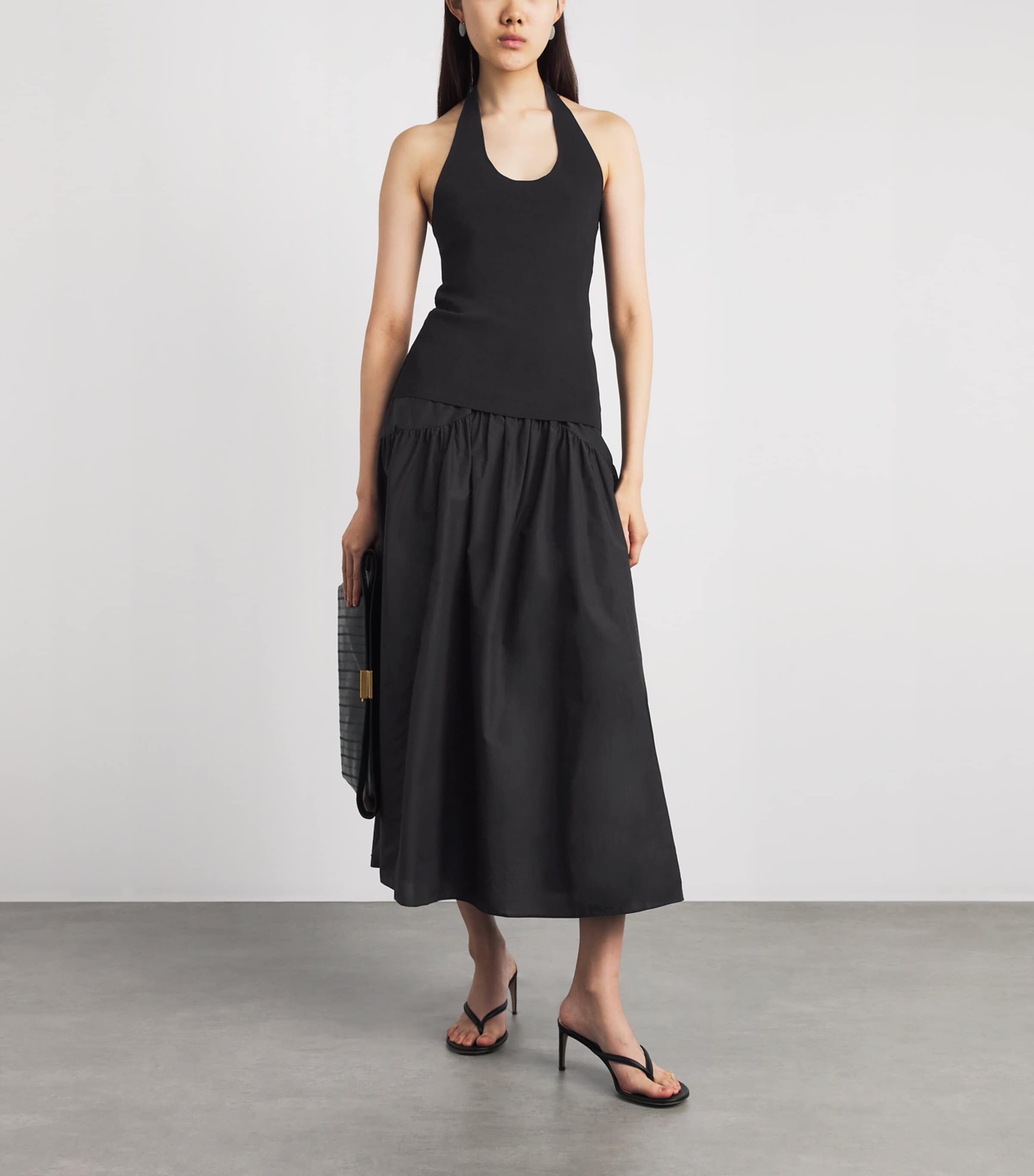 Theory Womens Curved Yoke Midi Skirt Black Image 2