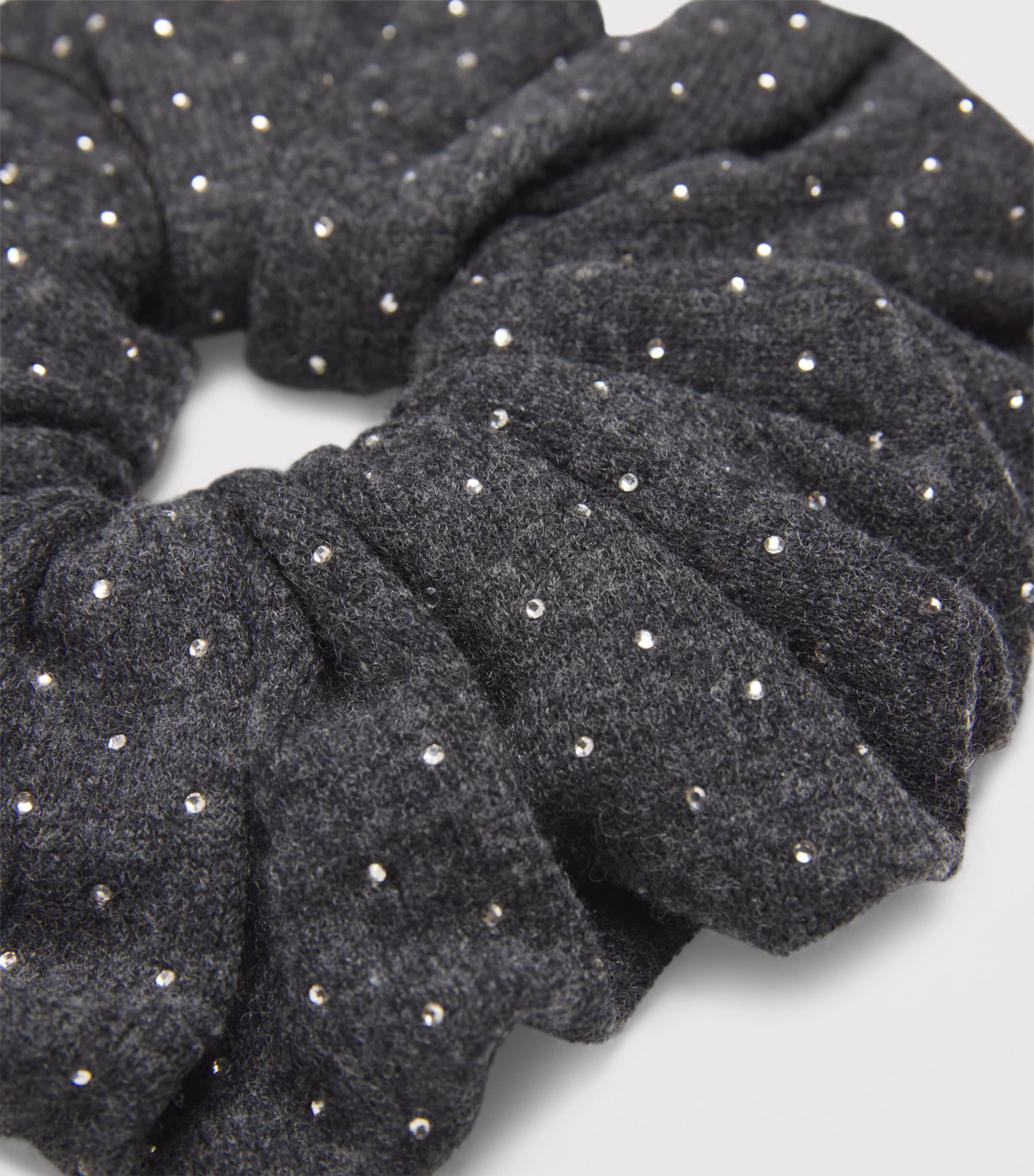 Wool-Blend Rhinestone Knit Scrunchie CHARCOAL GREY Image 2
