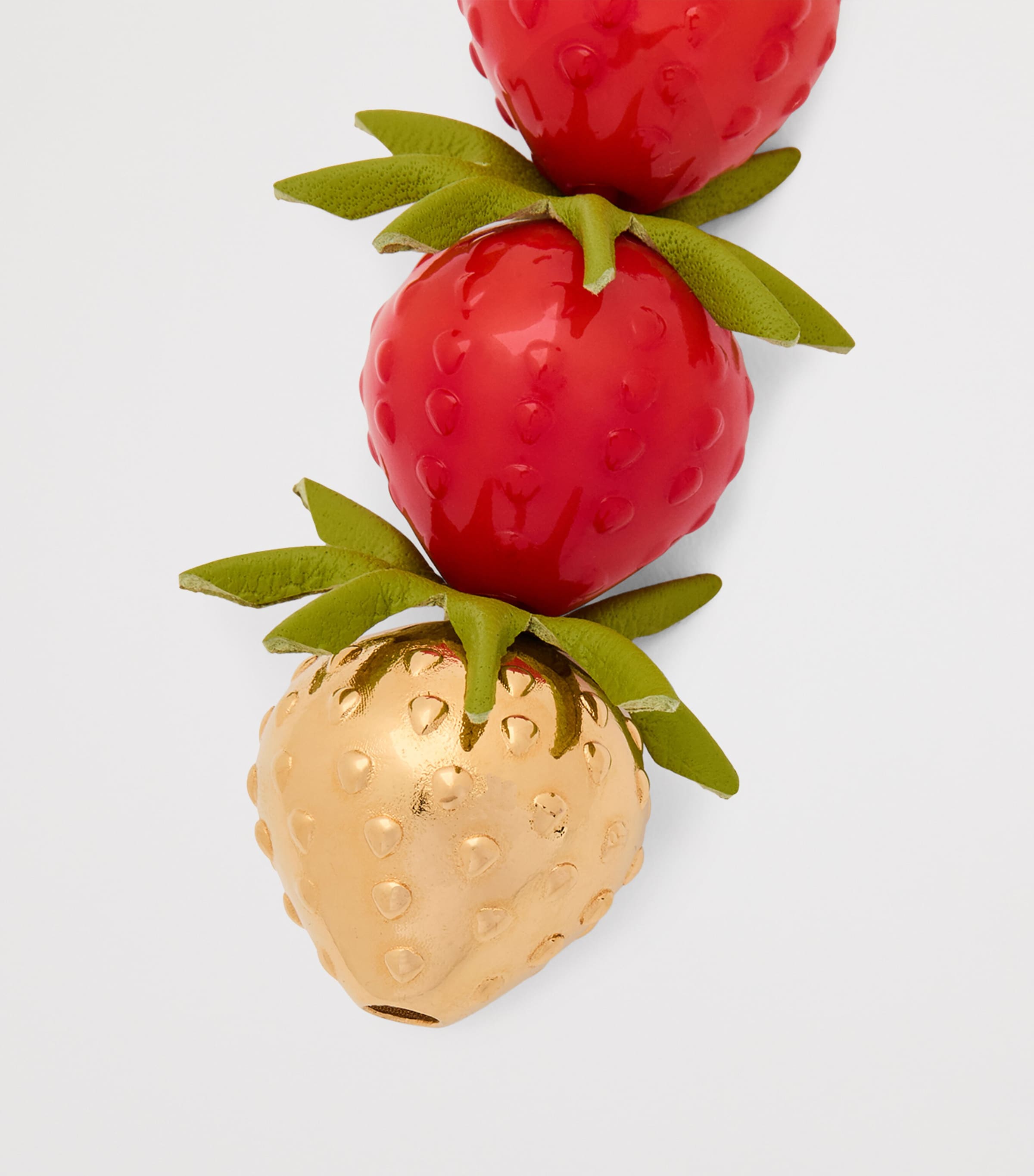 Calfskin Strawberry Bag Charm RED GOLD Image 2