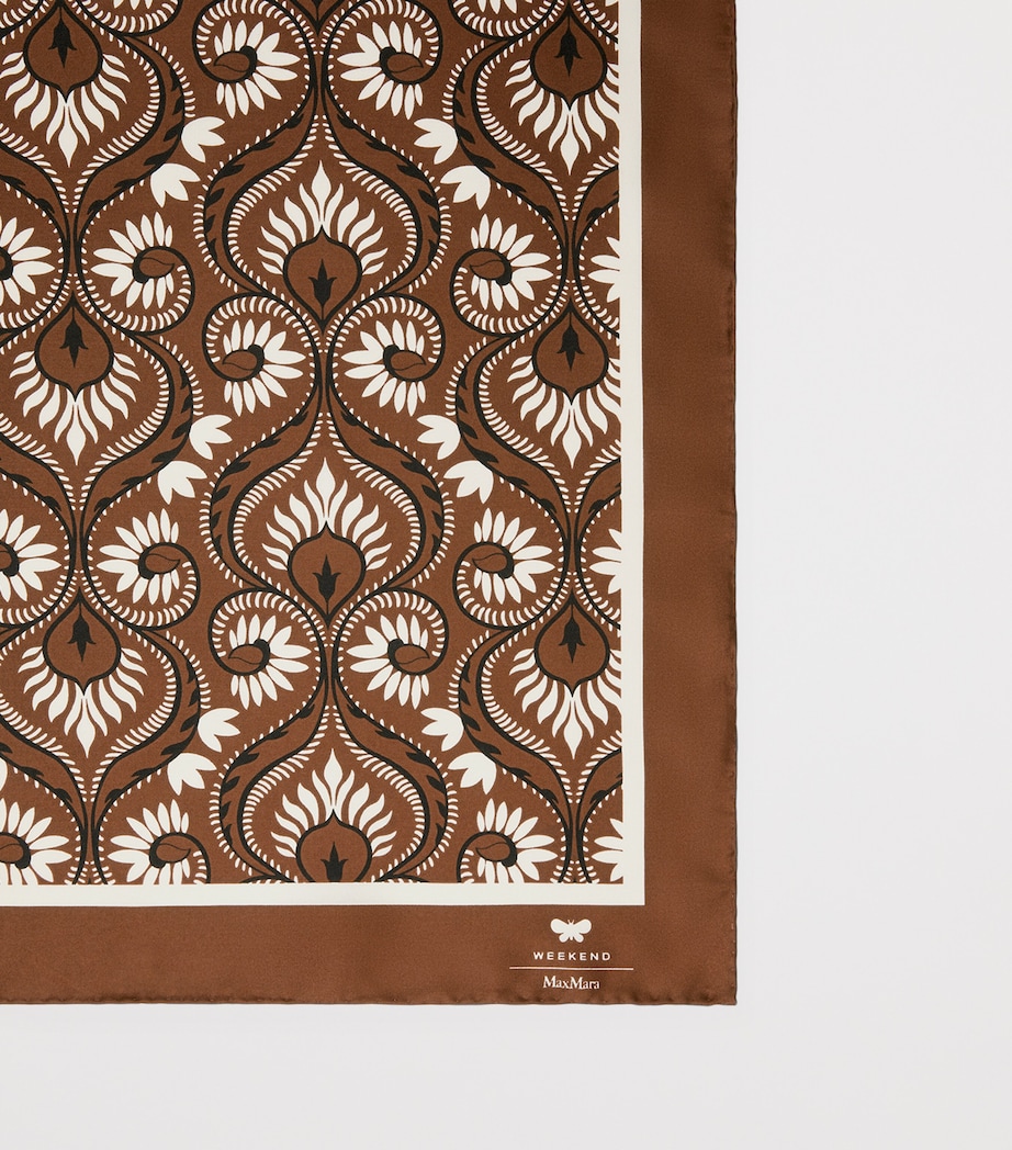 Silk Print Square Scarf CARAMEL Image 4