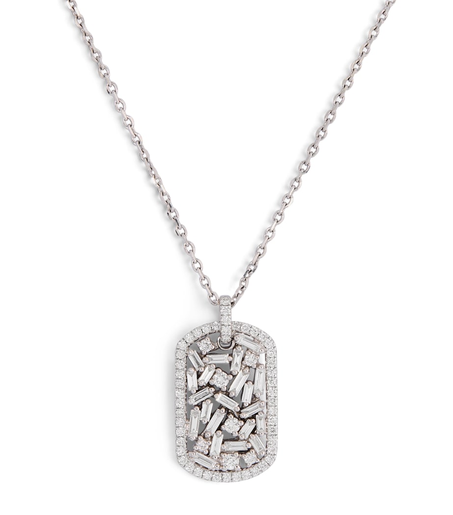 Suzanne Kalan White Gold and Diamond Medium Dog Tag Pendant Necklace Wg/wd Image 1