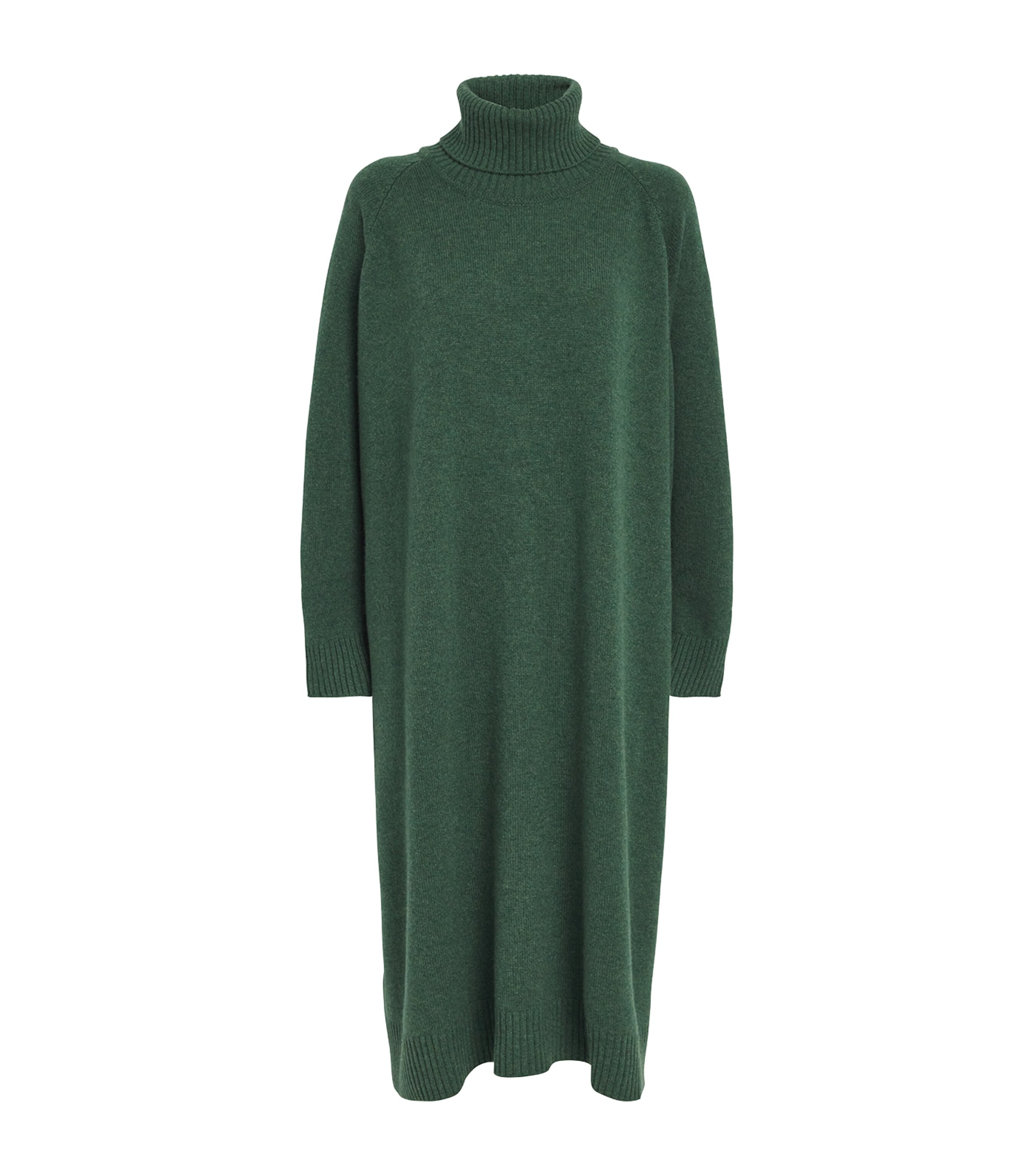 Eskandar Cashmere Wide Rollneck Sweater Dress In Green