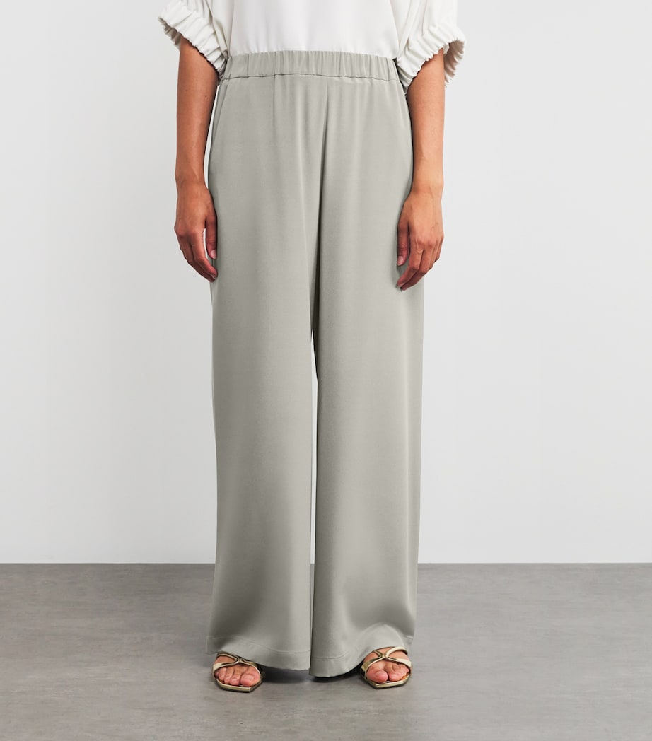 Silk Crêpe de Chine Trousers SAGE GREEN Image 3