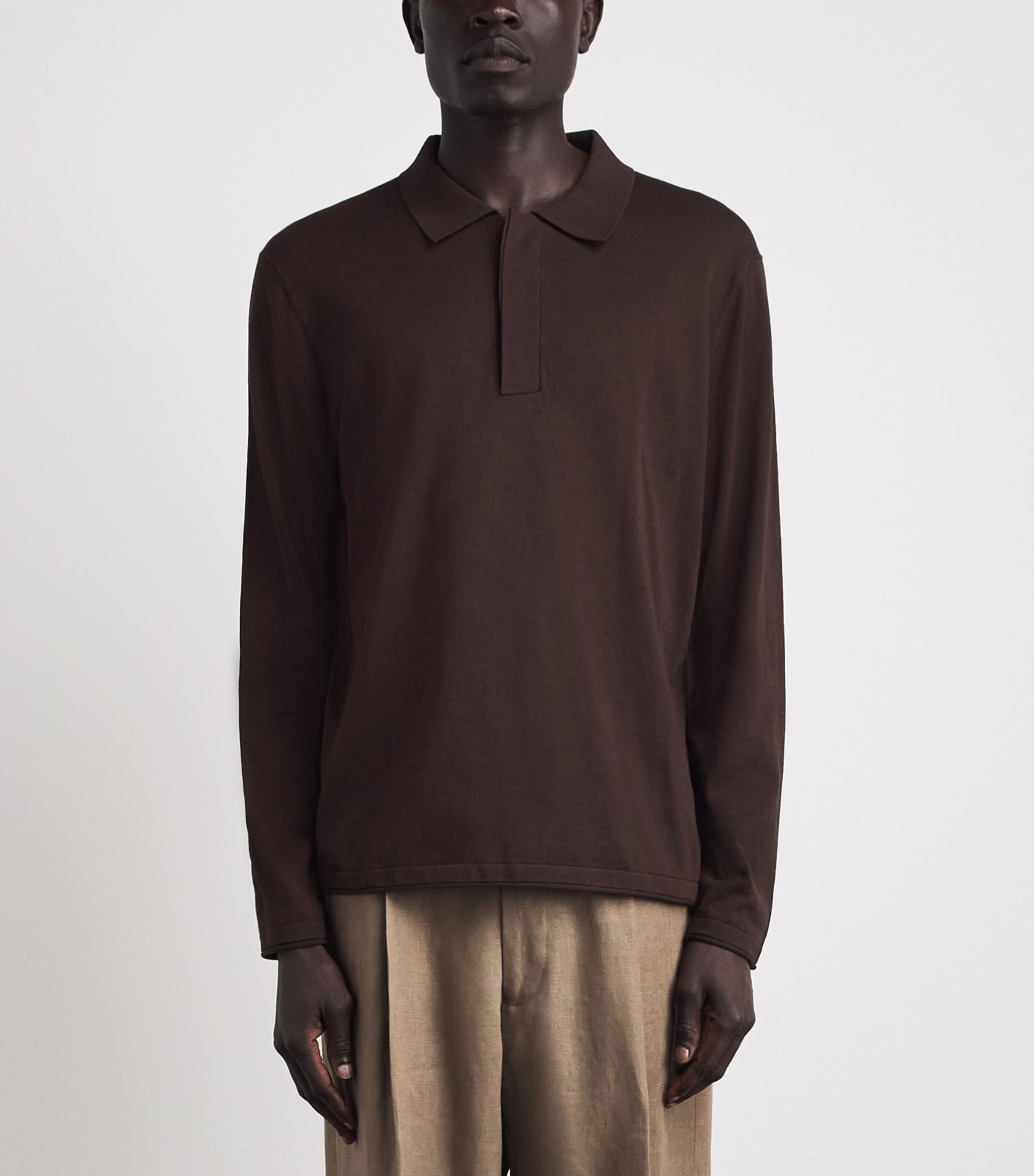 NN.07 Mens Organic Cotton-Silk Polo Sweater Dusky Port Image 4