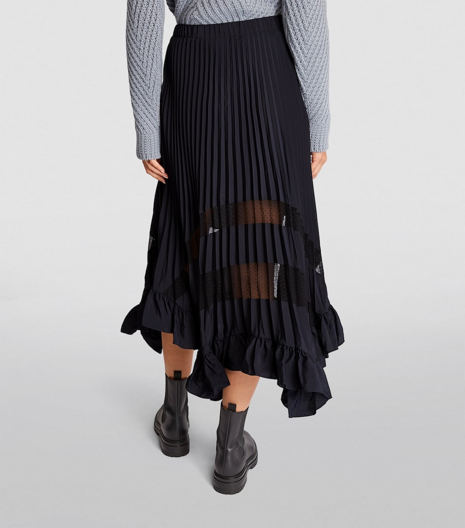 Pleated Asymmetric Midi Skirt NAVY Image 4
