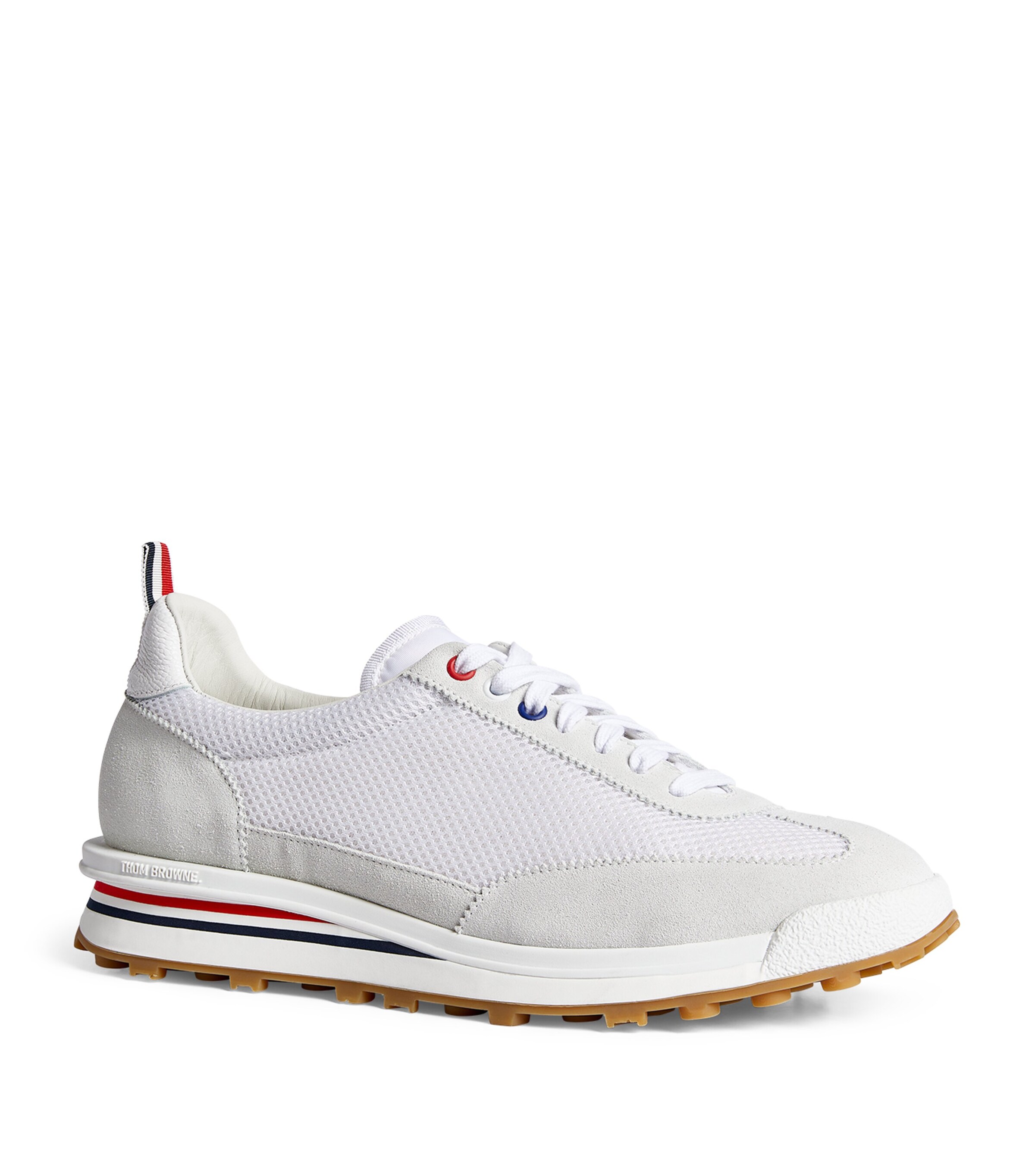 Suede-Trim Technical Tricolour Sneakers WHITE Image 4