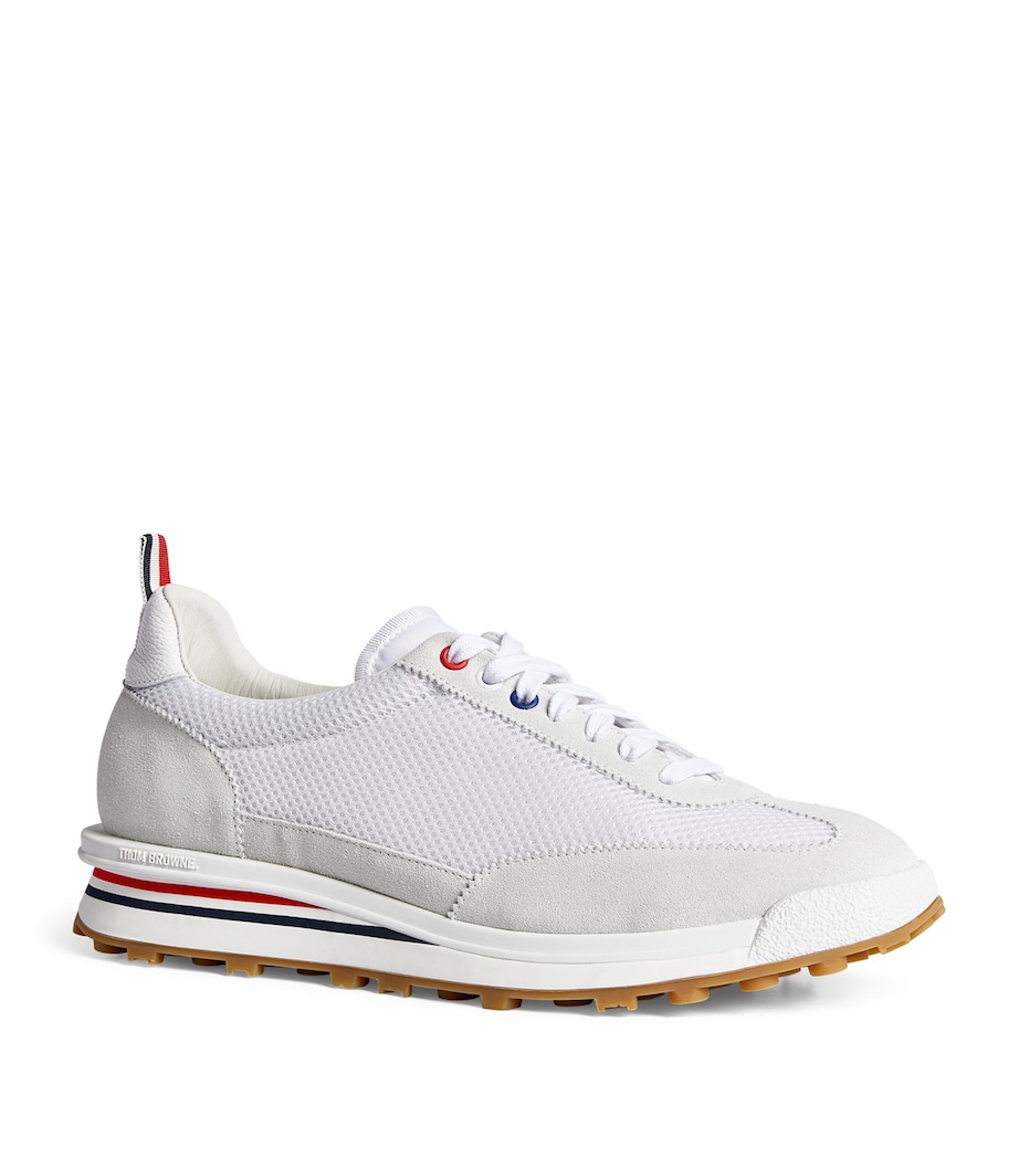 Suede-Trim Technical Tricolour Sneakers WHITE Image 4
