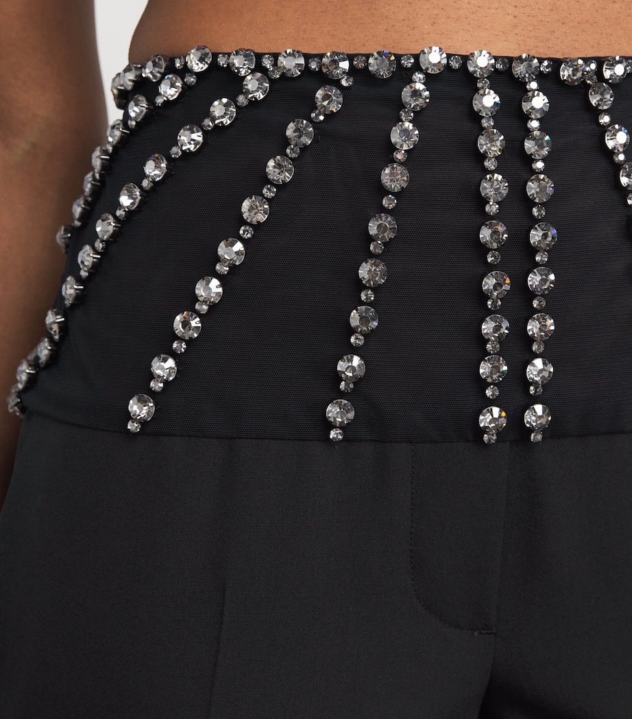 Wool Crystal Tailored Trousers 1000 BLACK Image 6