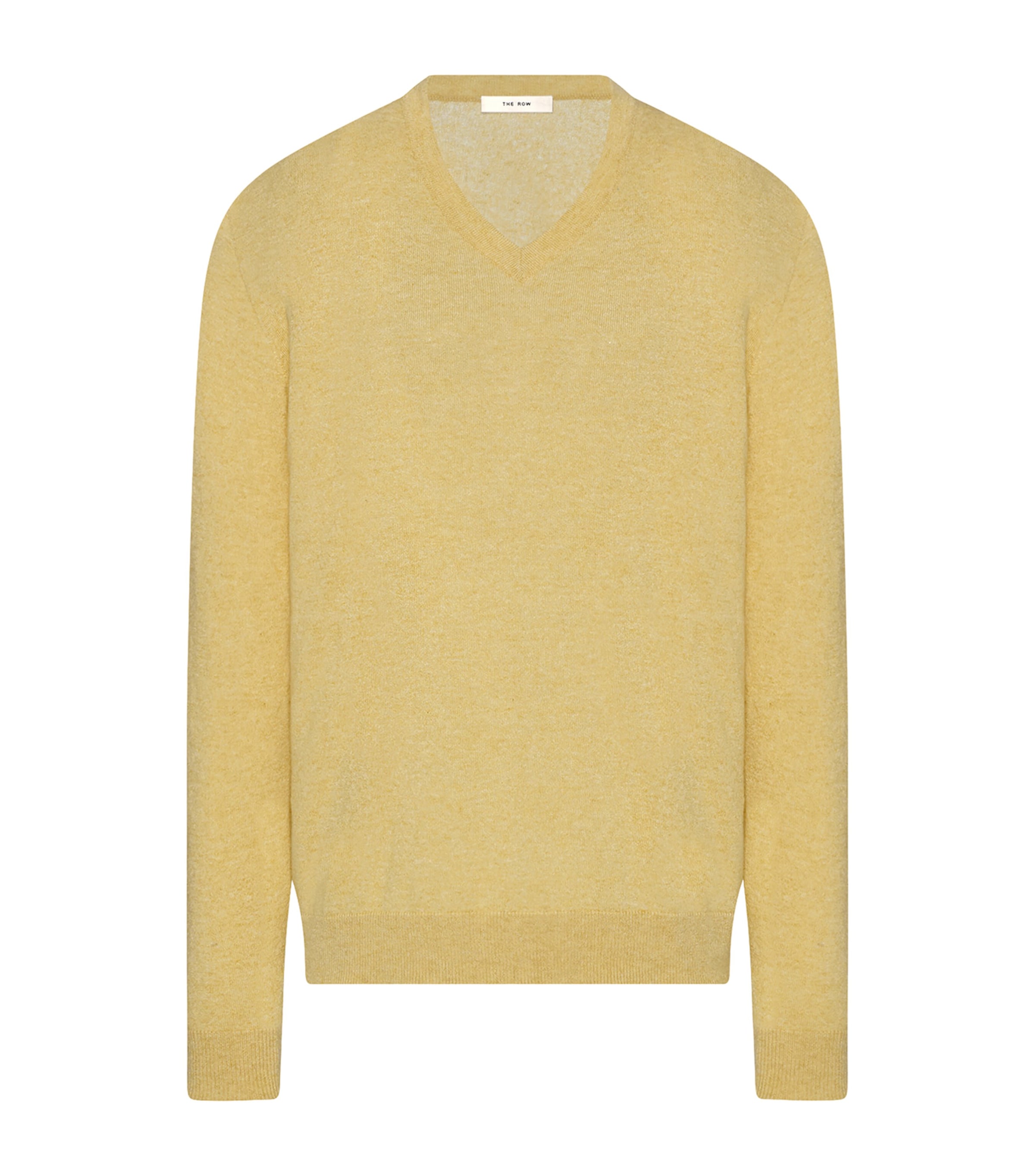 The Row Womens Nian Cashmere V-Neck Sweater Pale Yellow Image 1