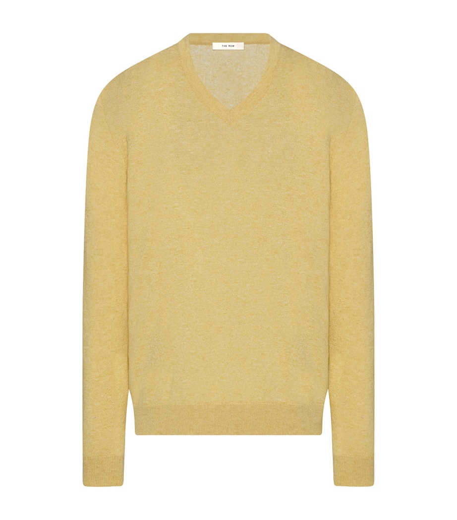 The Row Womens Nian Cashmere V-Neck Sweater Pale Yellow Image 1