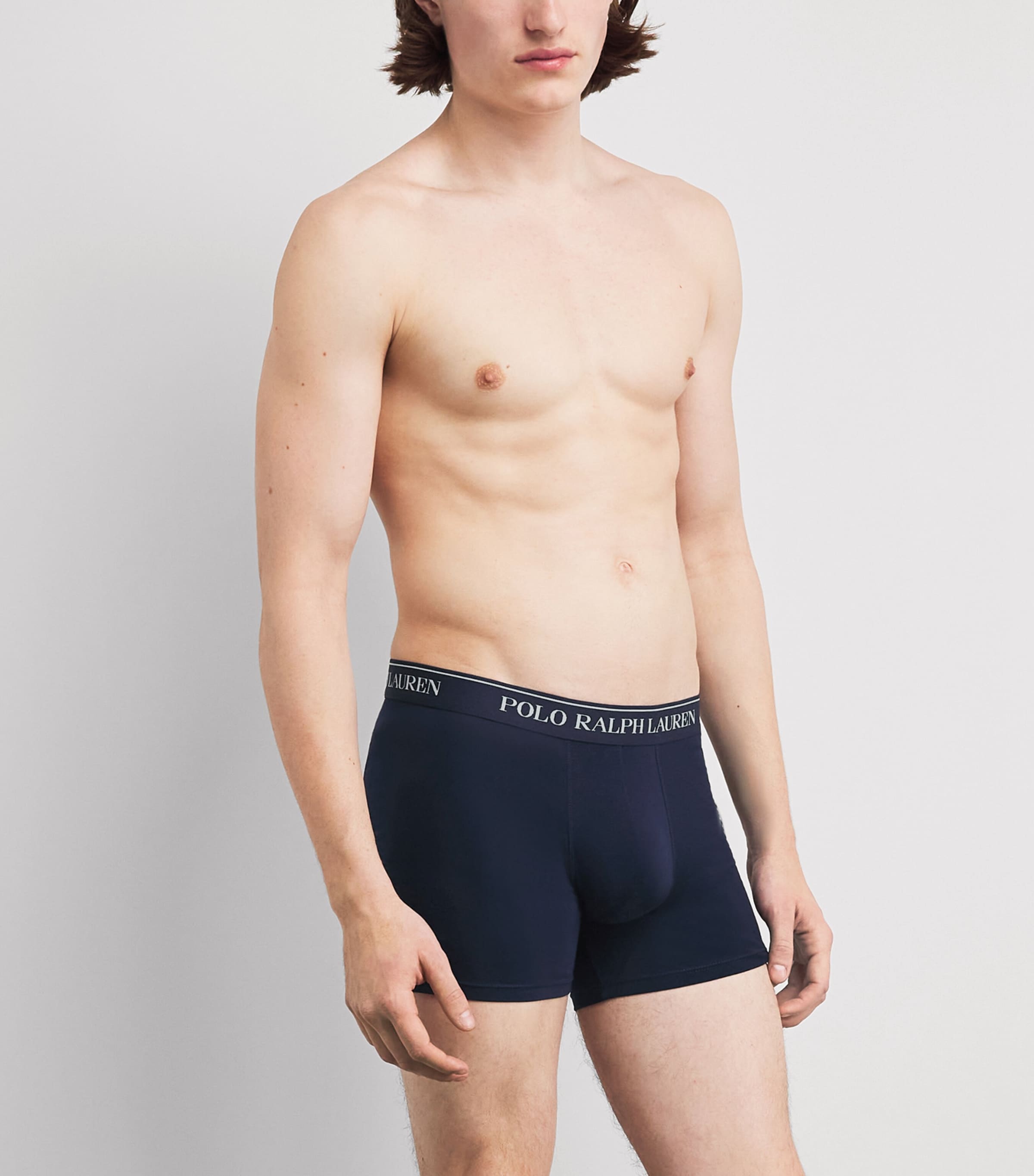 Polo Ralph Lauren Mens Stretch-Cotton Boxer Briefs (Pack of 3) Nvy/papr Wht/new Iri Image 2