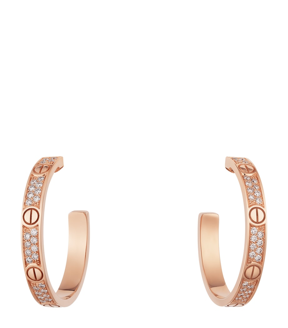 Rose Gold and Diamond Love Hoop Earrings ROSE GOLD Image 1