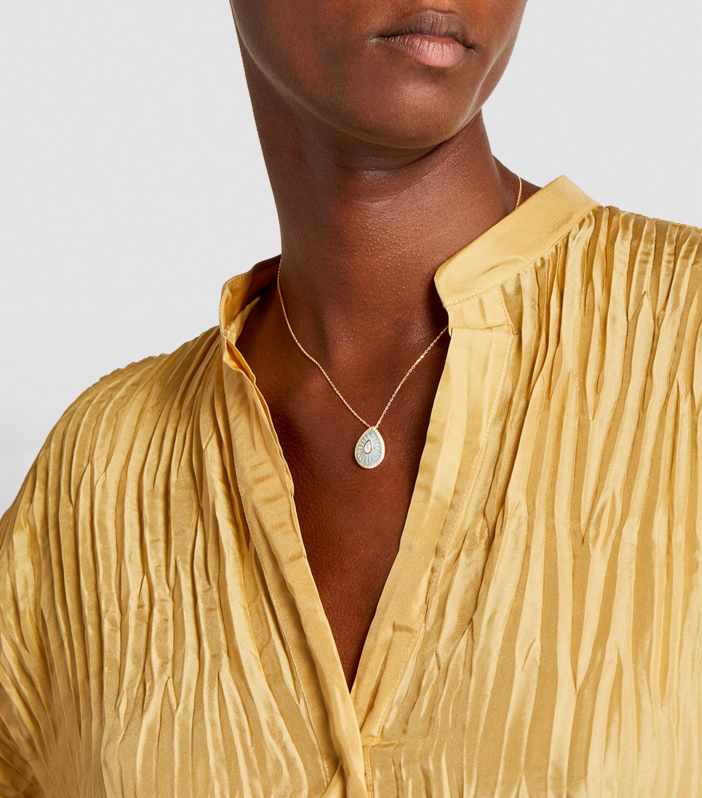 L'ATELIER NAWBAR Yellow Gold, Diamond and Mother-of-Pearl Bond Street Necklace Blue Image 3