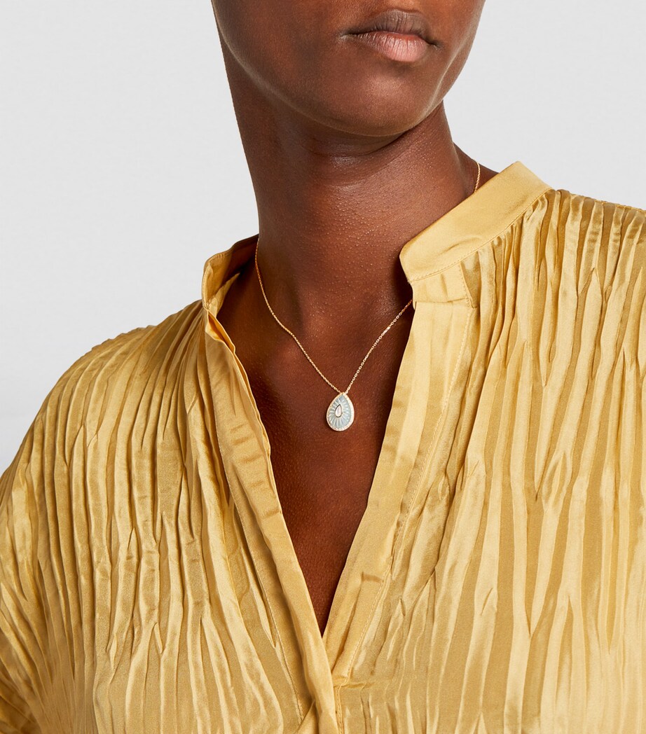 L'ATELIER NAWBAR Yellow Gold, Diamond and Mother-of-Pearl Bond Street Necklace Blue Image 3
