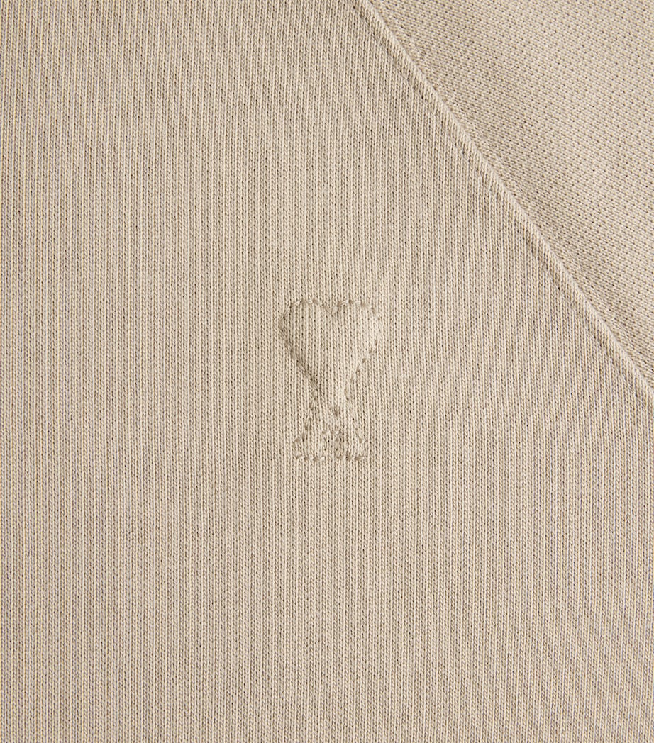 AMI Paris Mens Cotton Ami de Coeur Sweatshirt Beige Taupe Image 6