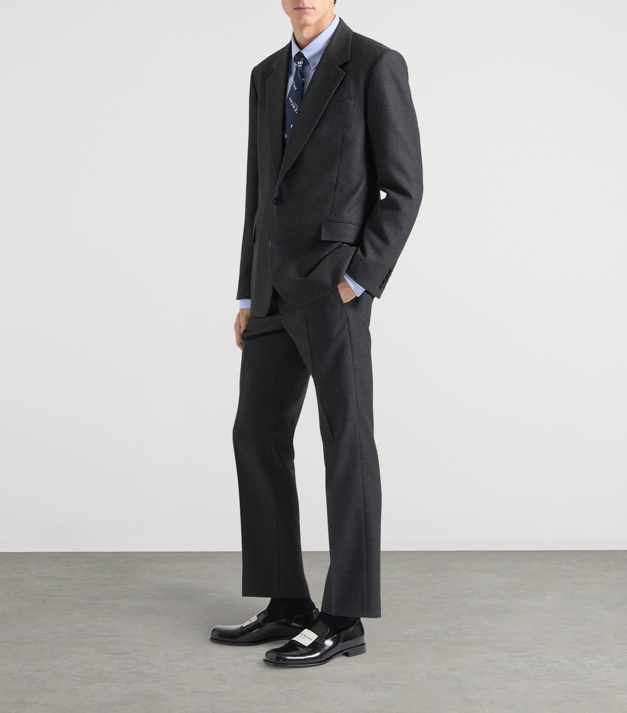 Wool Single-Breasted Blazer CHARCOAL Image 3