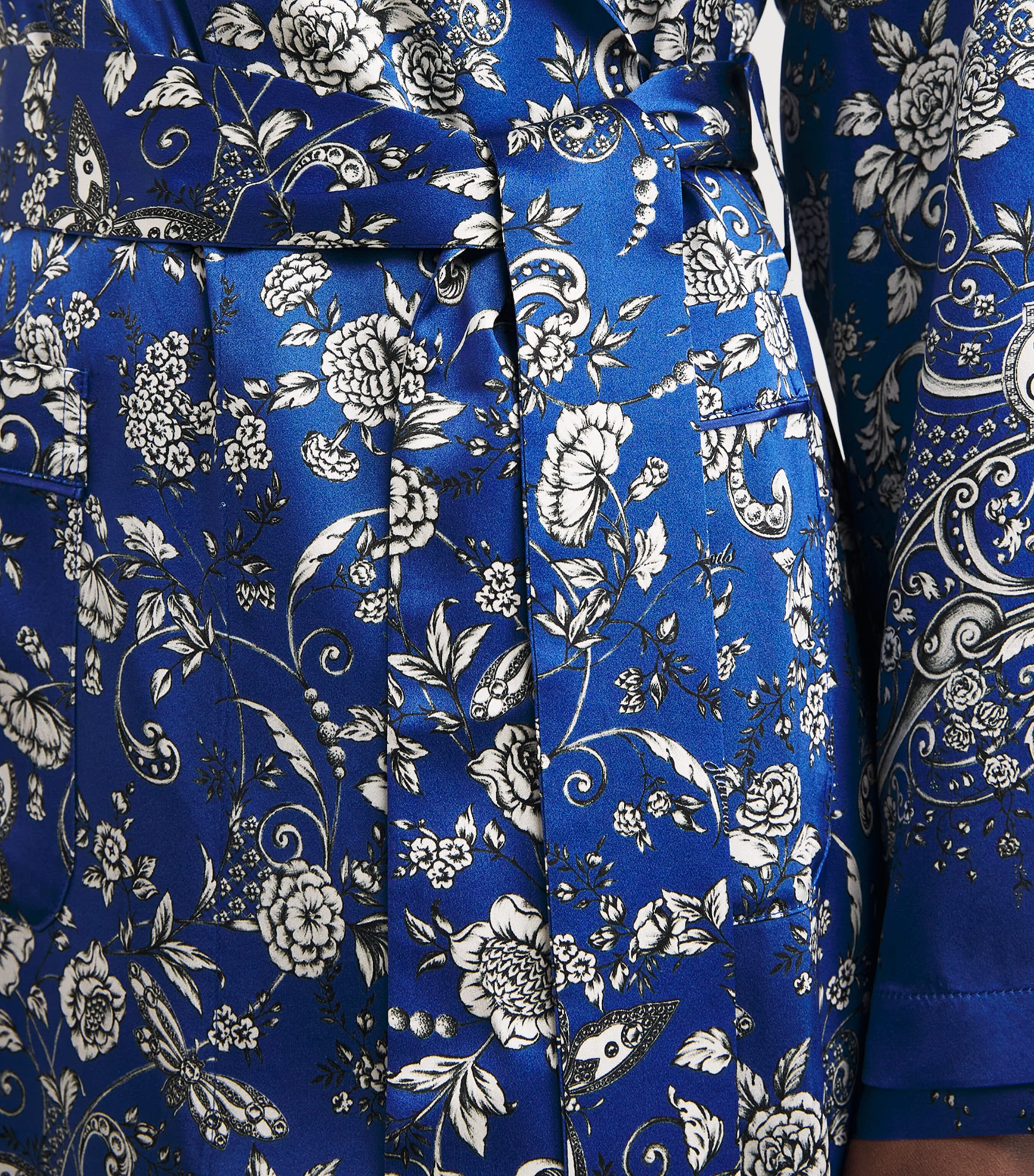 Harrods Womens Silk Butterfly Robe Blue Image 4