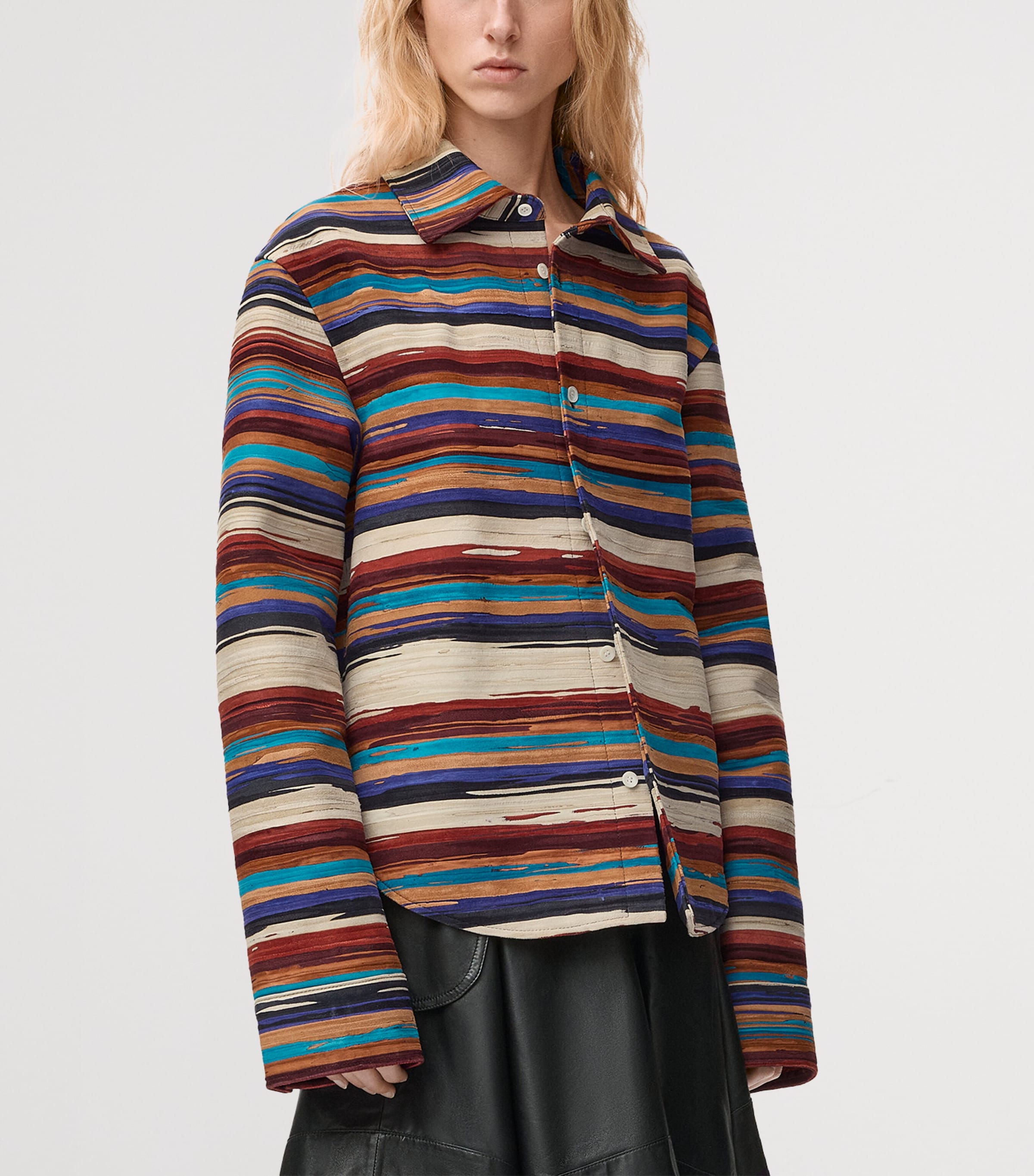 LOEWE Womens Lambskin Painted Overshirt Multicolor/black Image 3