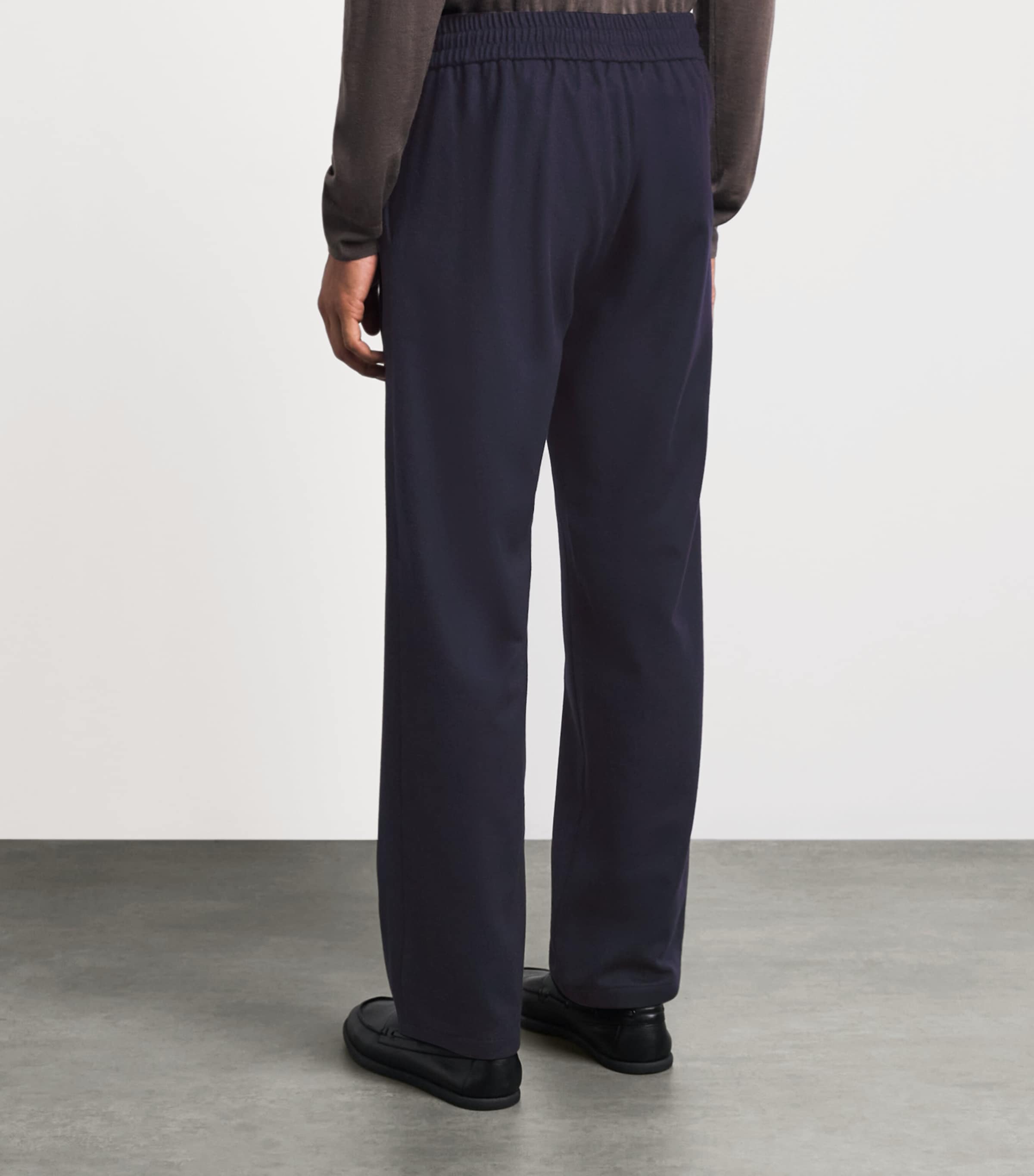 Colombo Mens Wool Drawstring Sweatpants Dark Blue Image 5