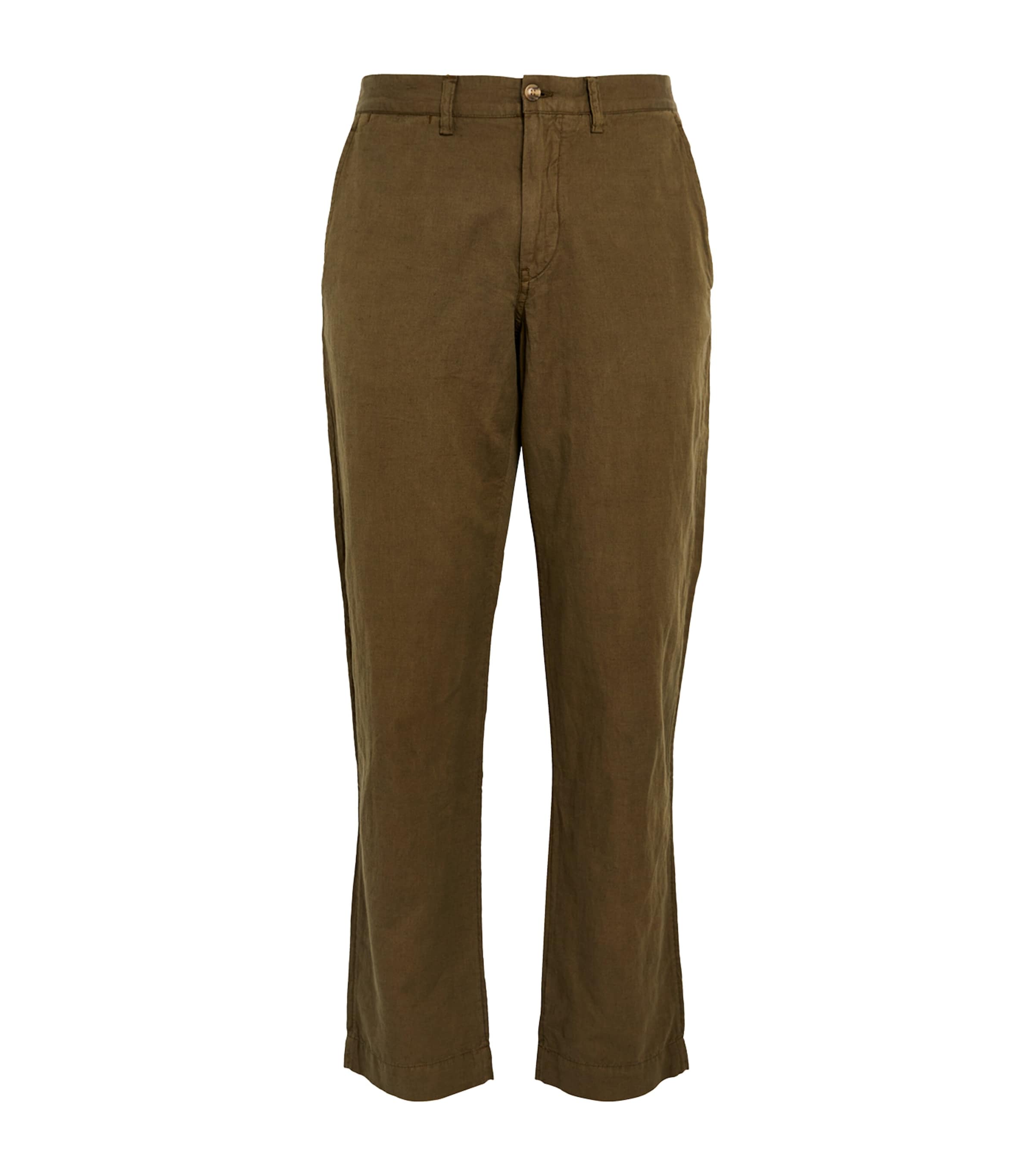 Polo Ralph Lauren Linen-cotton Straight Trousers In Green