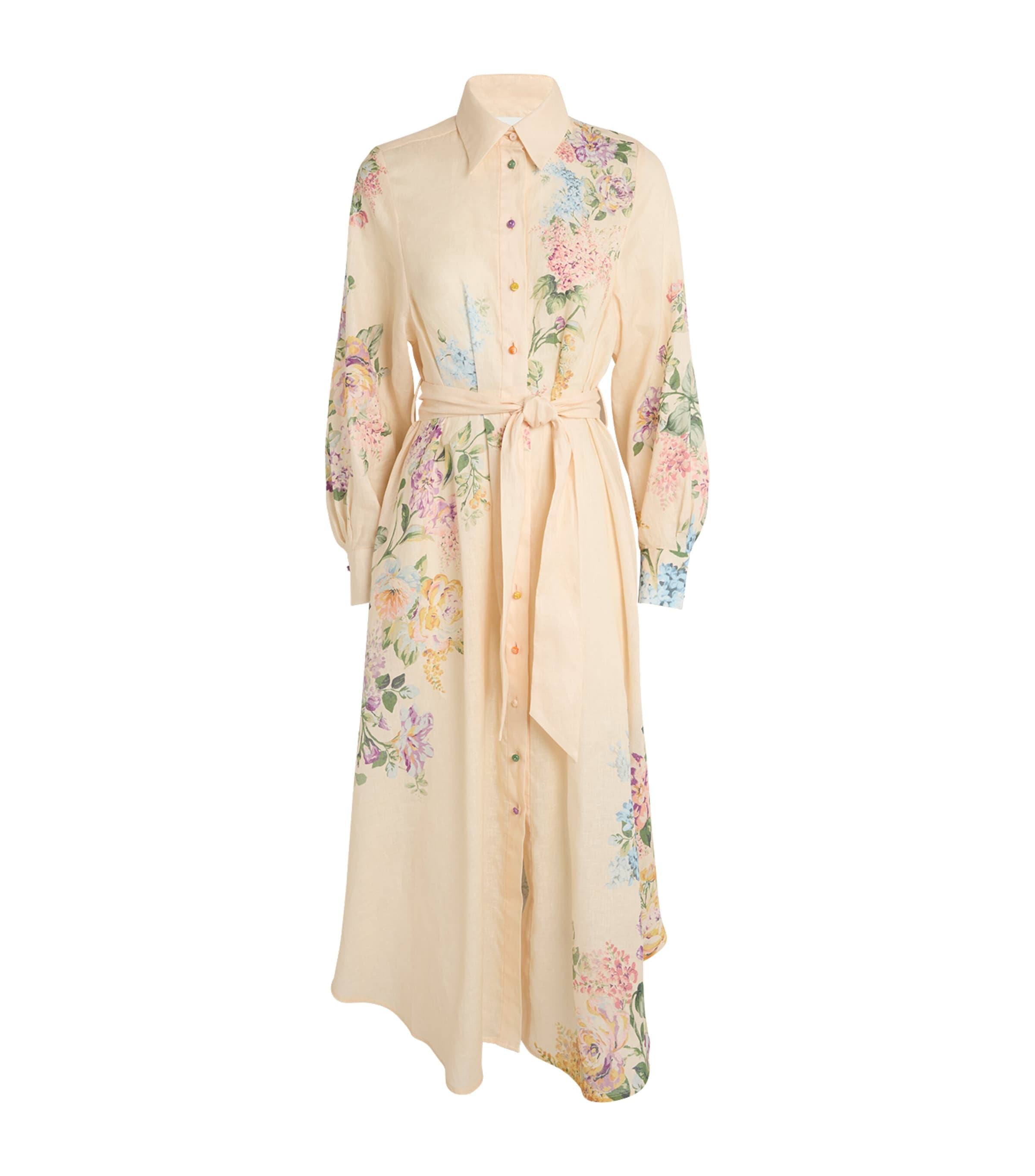 Shop Zimmermann Linen Floral Halliday Dress In Ivory