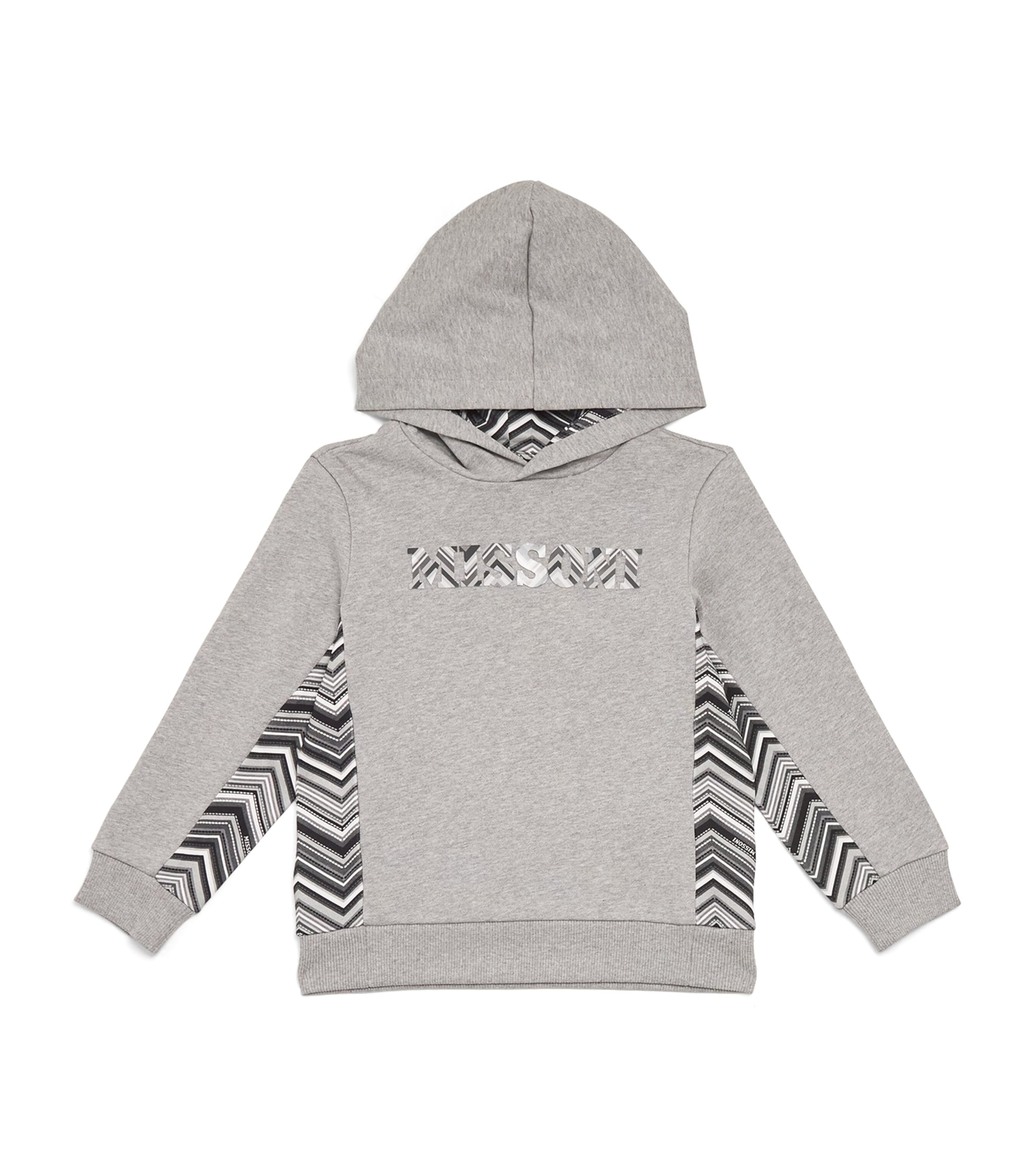 Shop Missoni Cotton Logo Hoodie In Grey