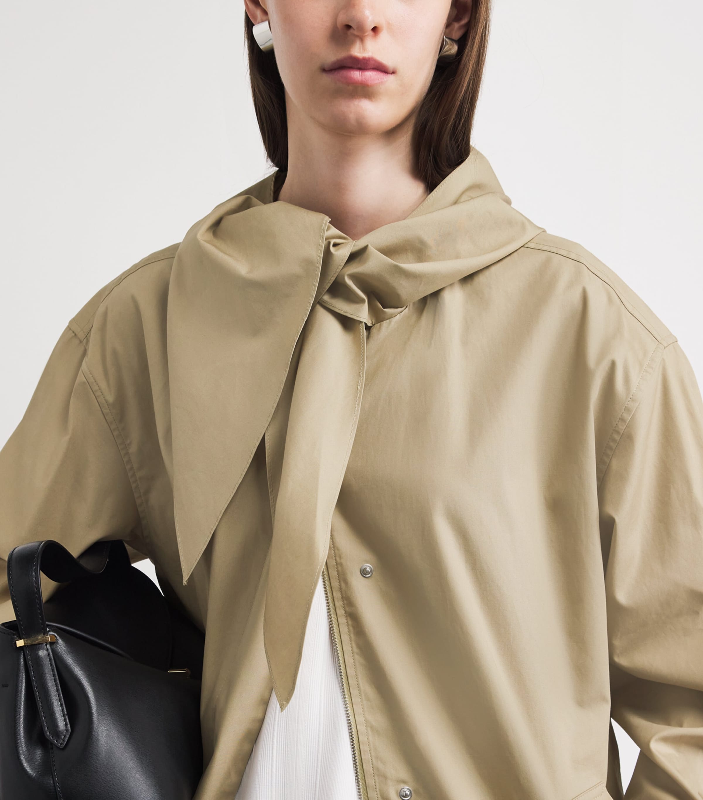 Toteme Womens Technical Windbreaker Scarf Jacket Cashew Image 3