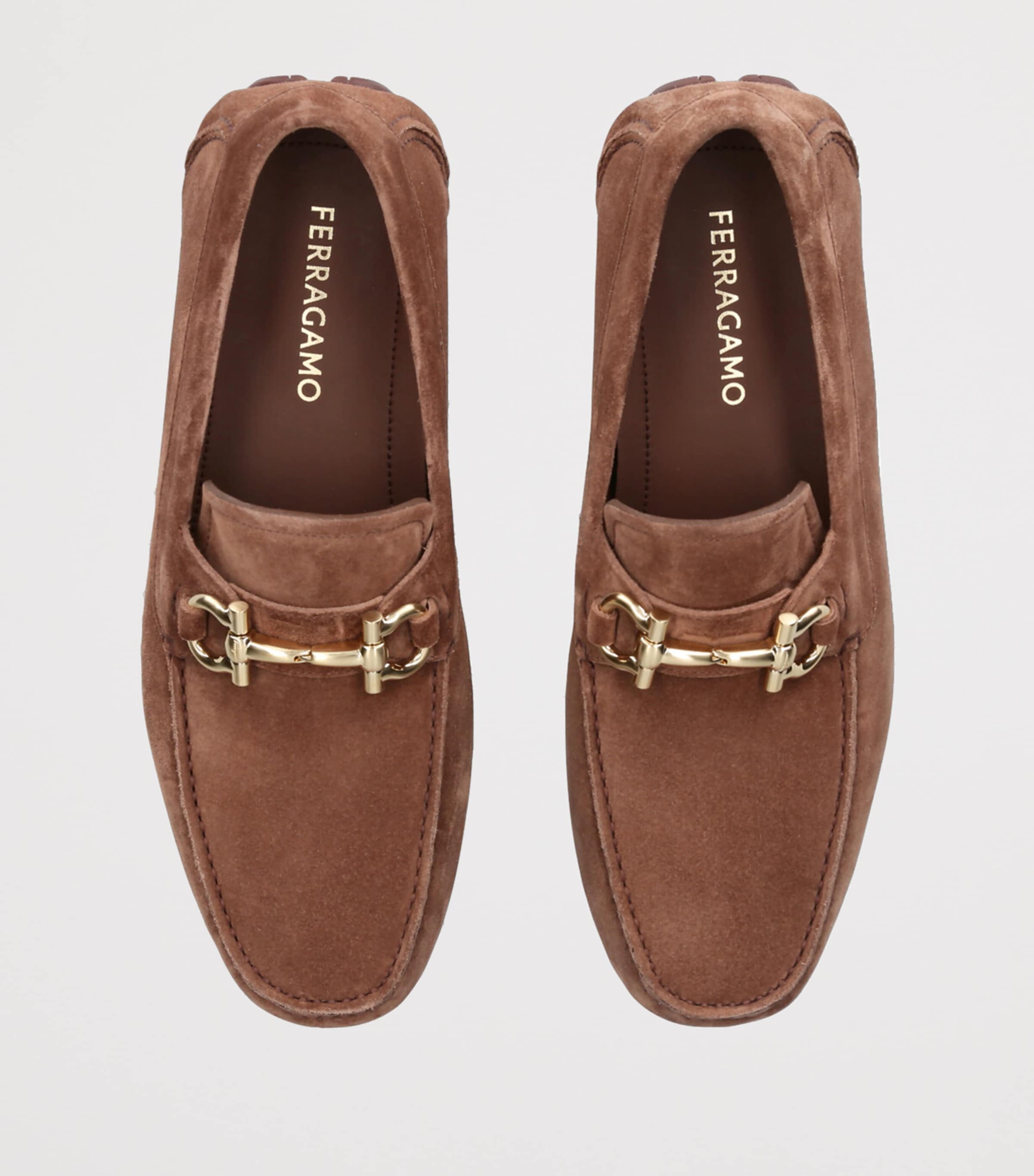 Salvatore Ferragamo Brown Suede Parigi Gancho Driving Shoes