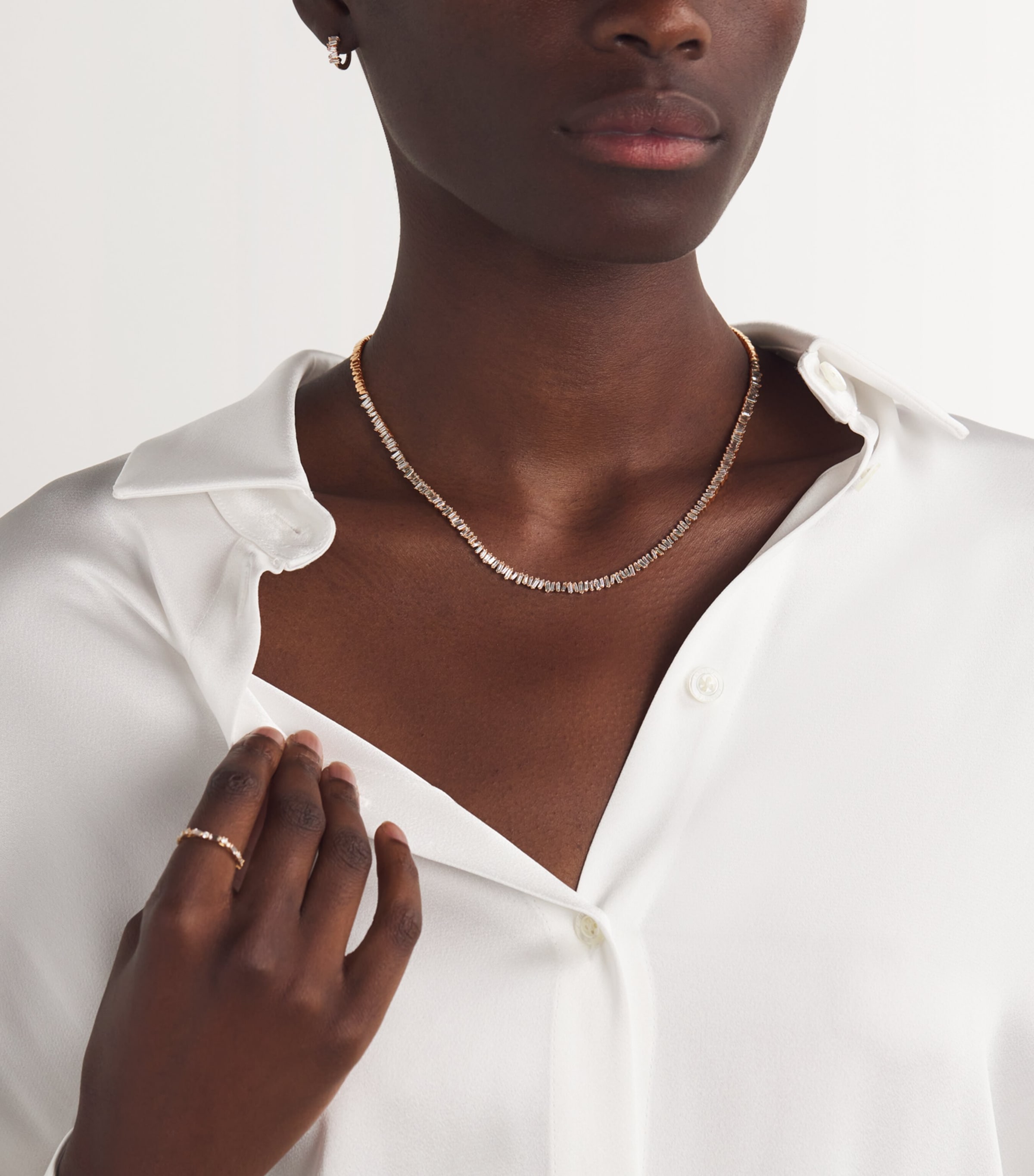 Rose Gold and Diamond Classic Tennis Necklace 18K RG/WD Image 4