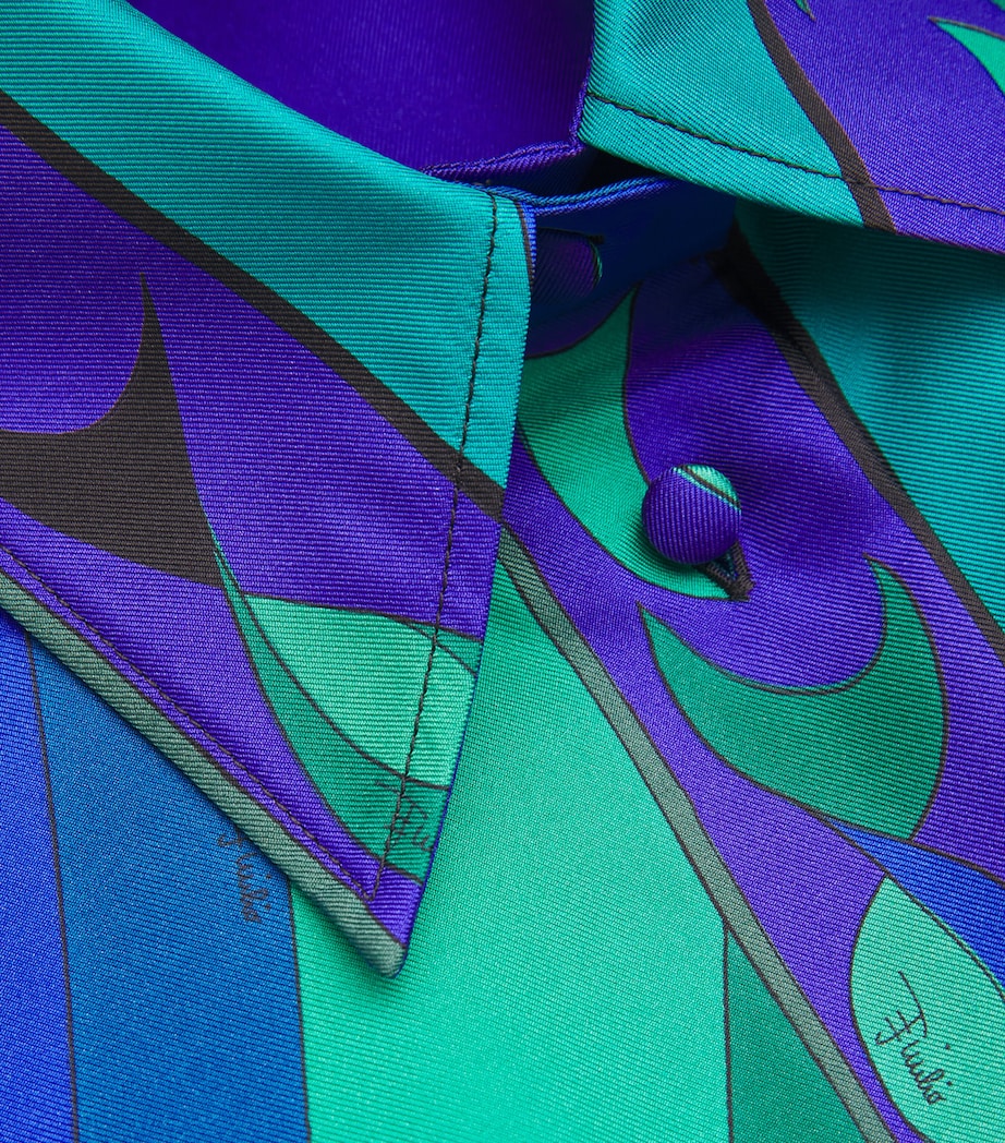 Silk Pesci Print Oversized Shirt 016 SMERALDO Image 5