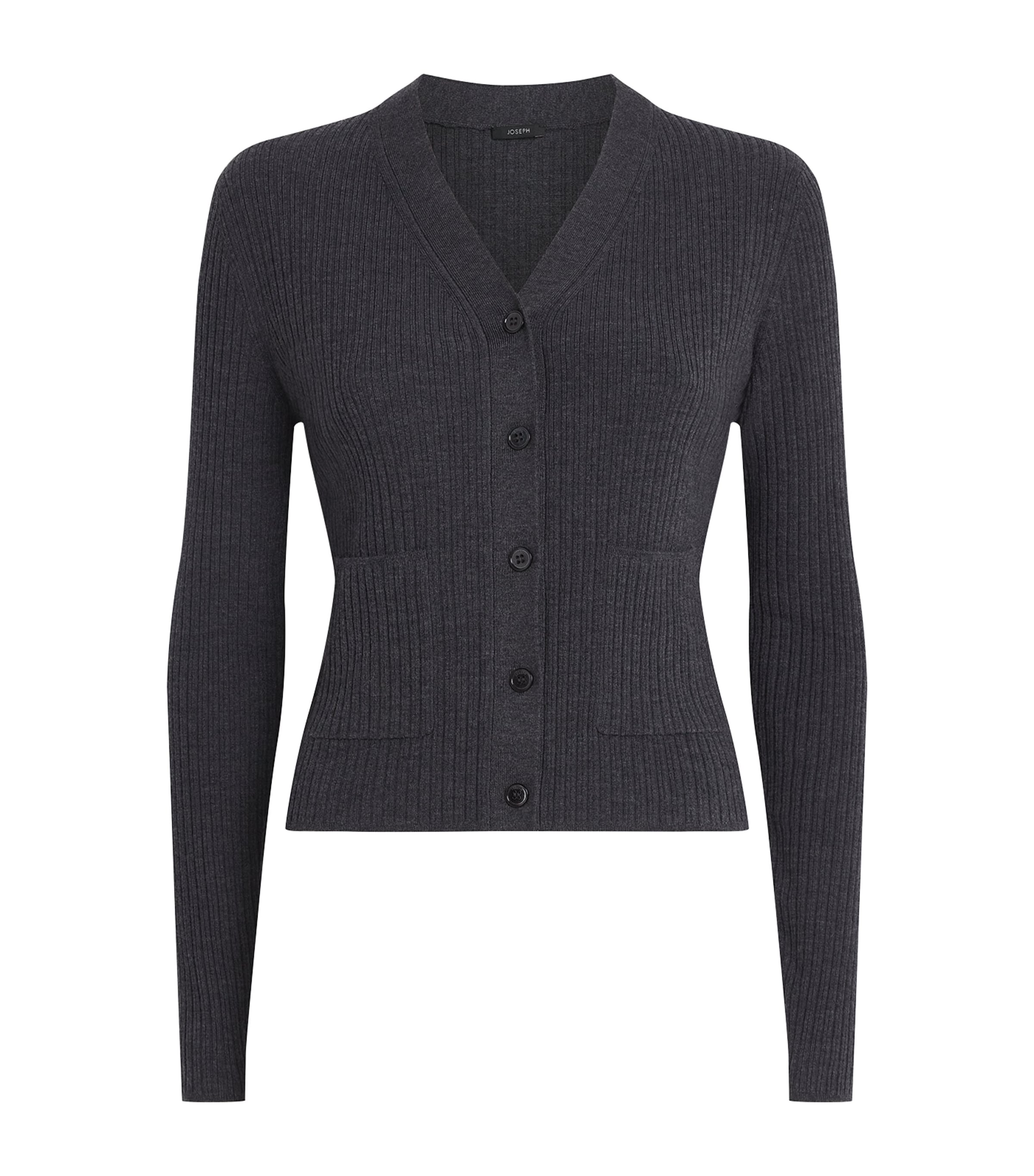 Wool-Blend Ribbed Cardigan SMOKE Image 1