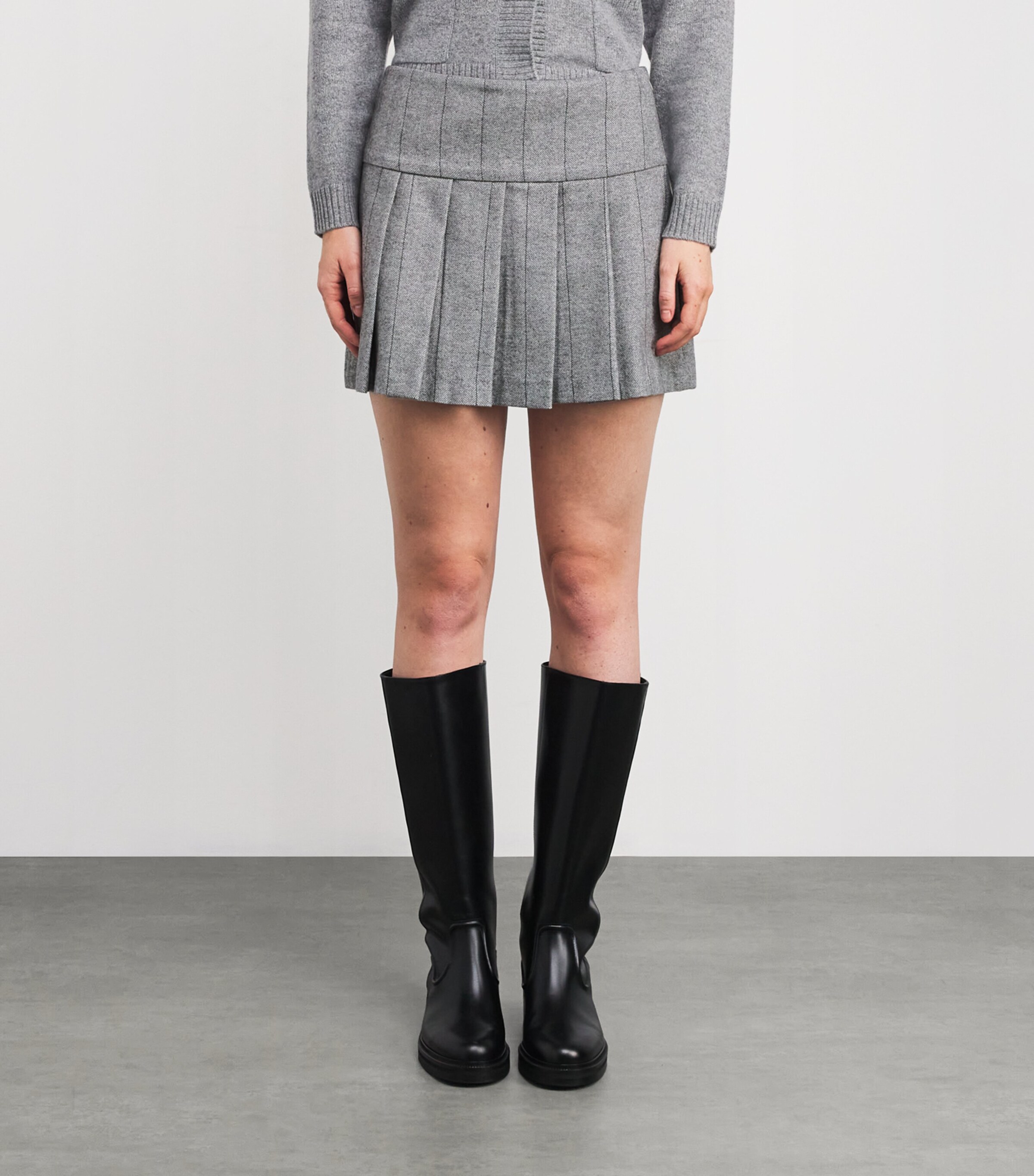 Wool-Blend Pleated Mini Skirt GREY Image 3