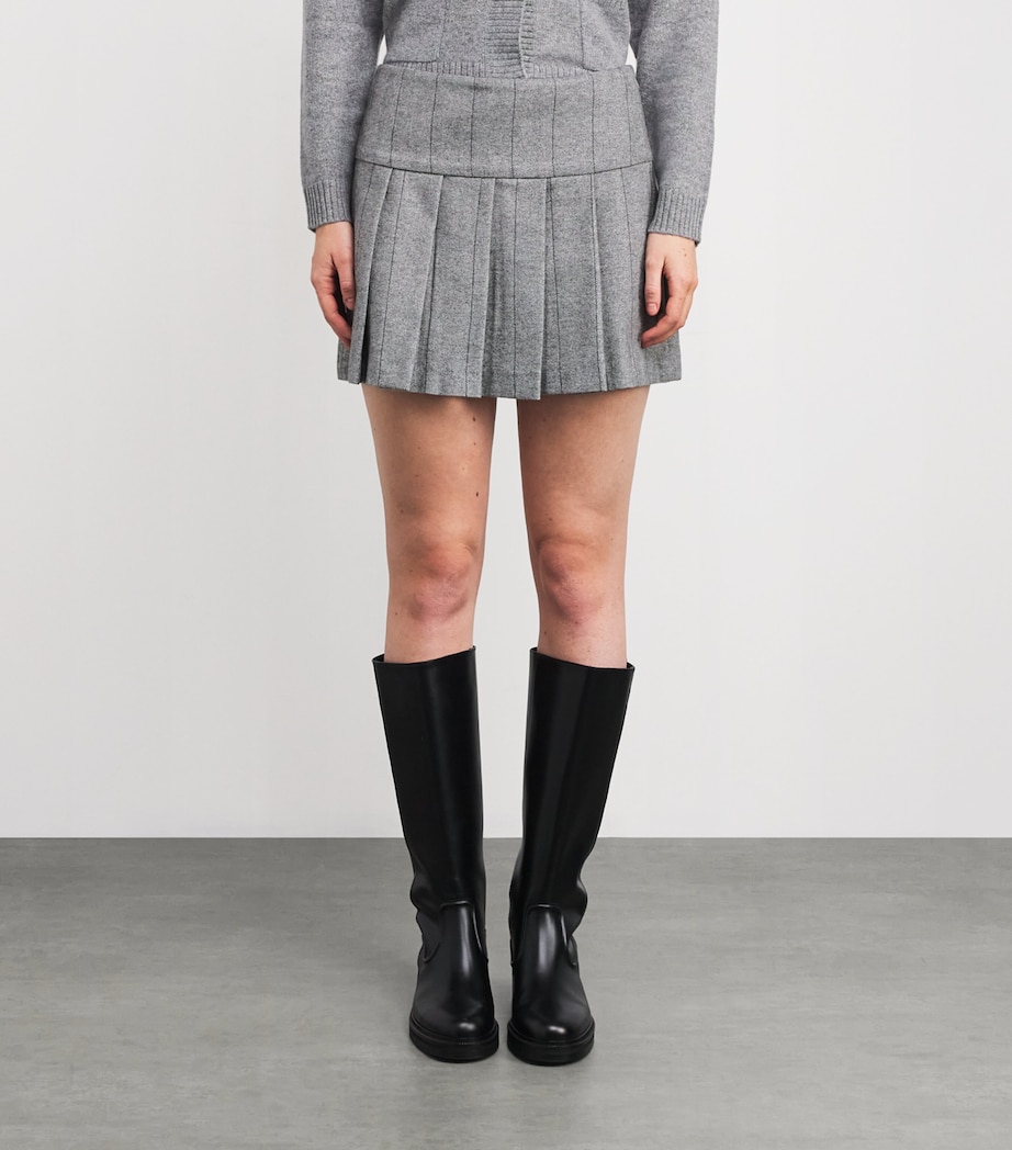 Wool-Blend Pleated Mini Skirt GREY Image 3