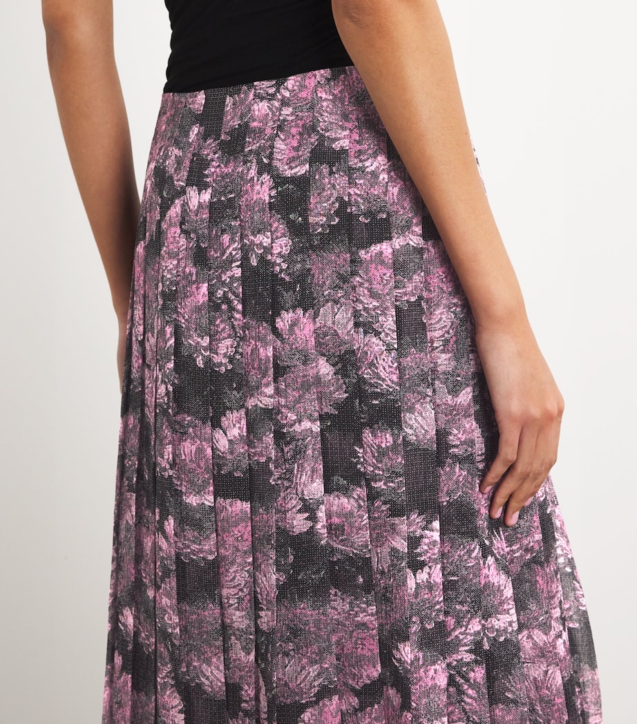 Silk Pleated Midi Skirt PINK PIXEL FLORAL Image 6