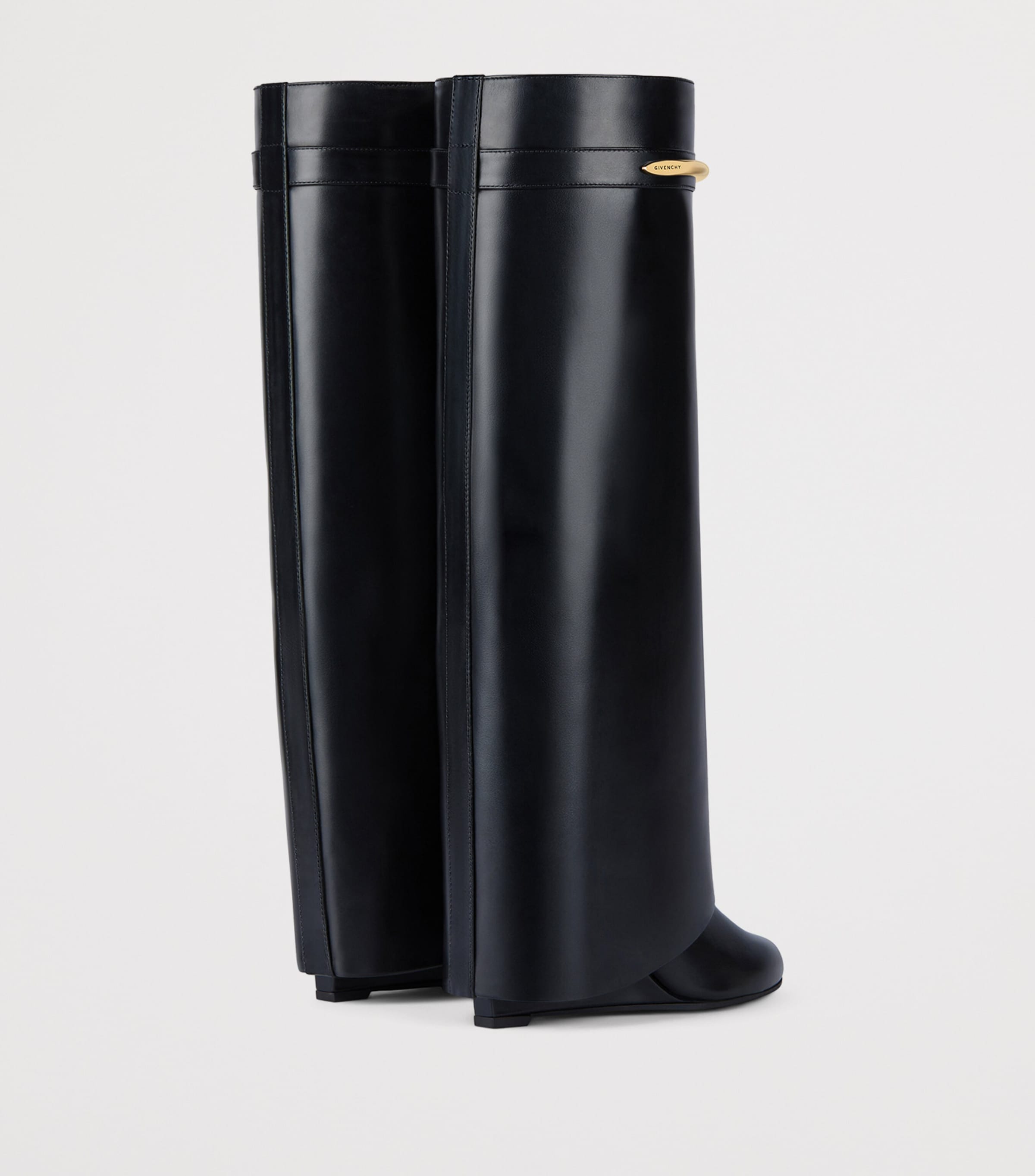 Leather Shark Knee-High Boots 95 BLACK Image 5