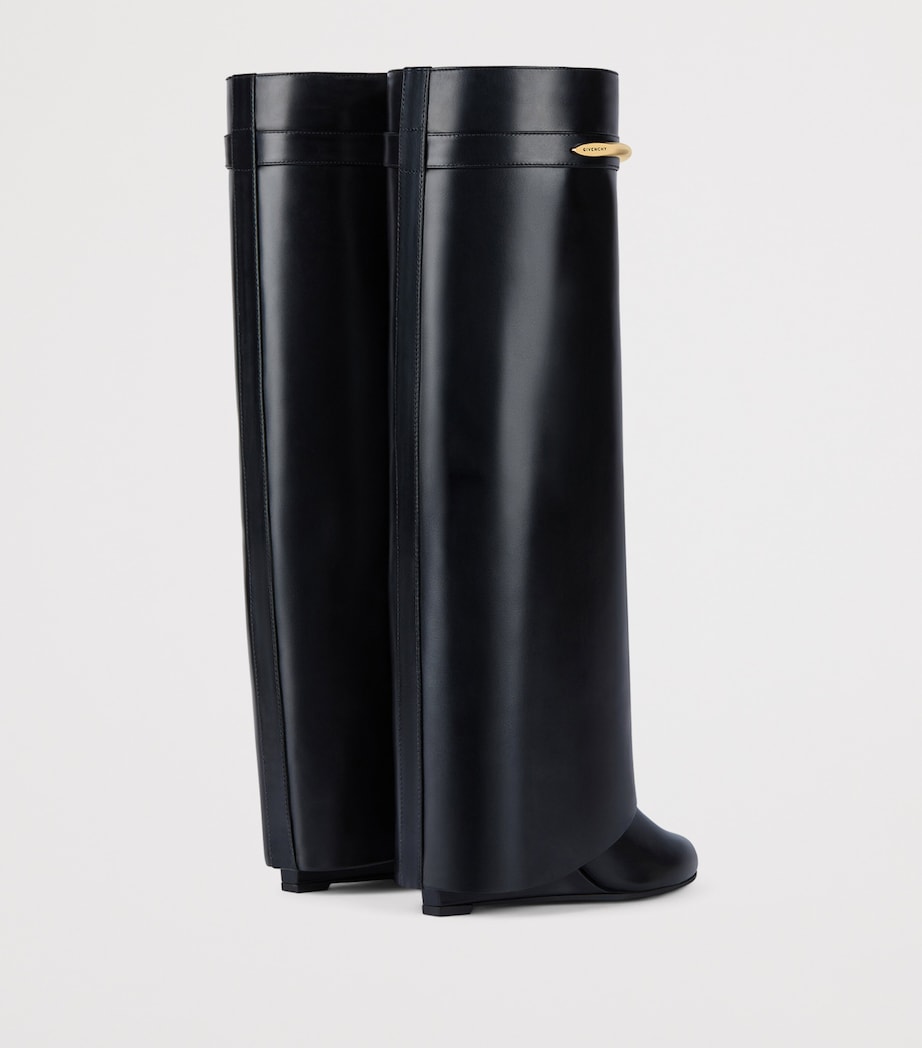 Leather Shark Knee-High Boots 95 BLACK Image 5