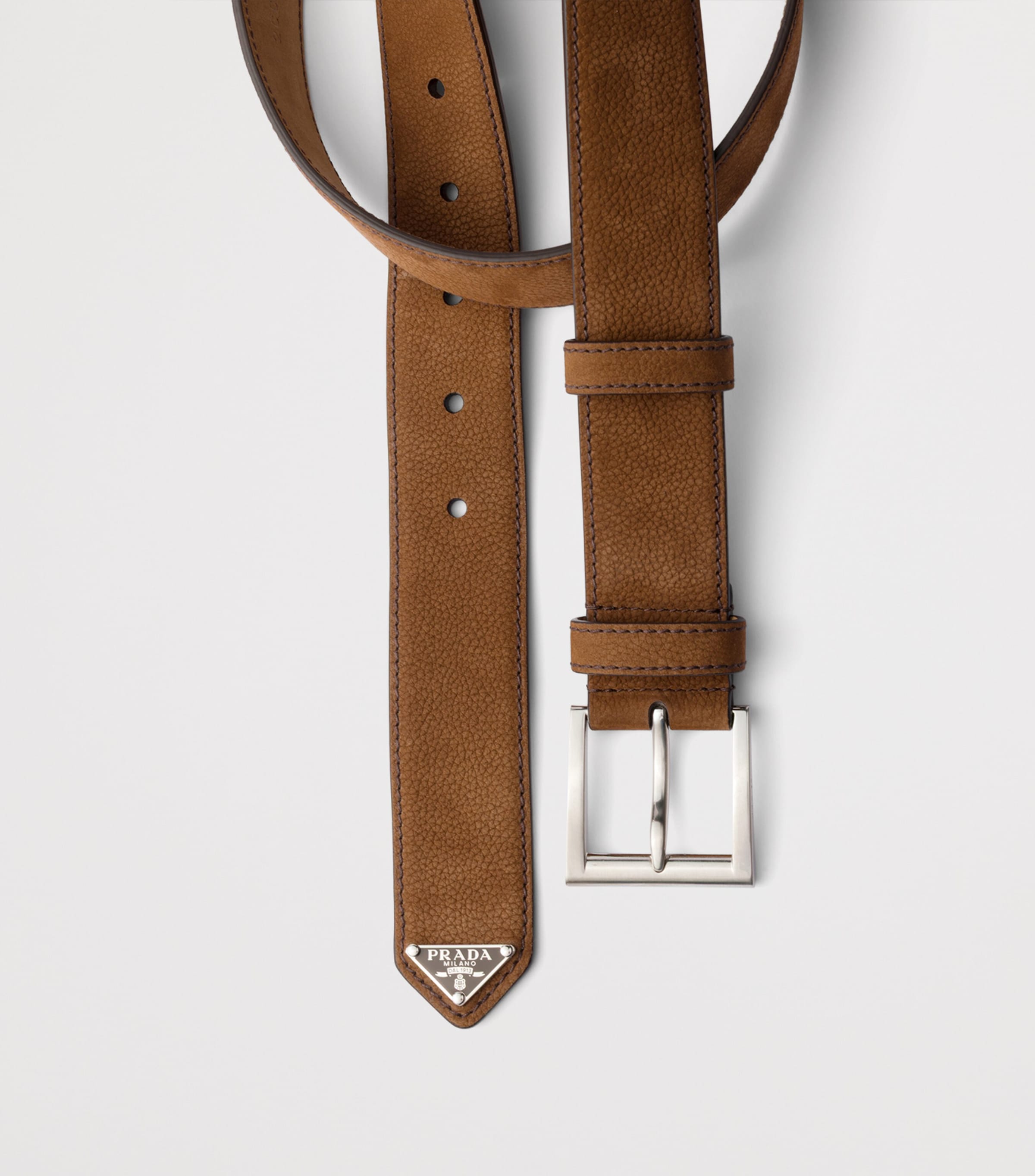Prada Nubuck Leather Belt Brown Image 2