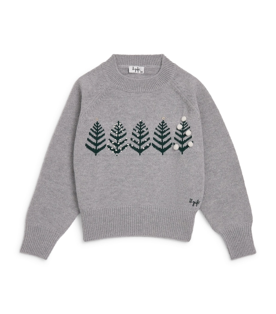 Wool Festive Sweater (2-14 Years) 1007LGREY Image 1