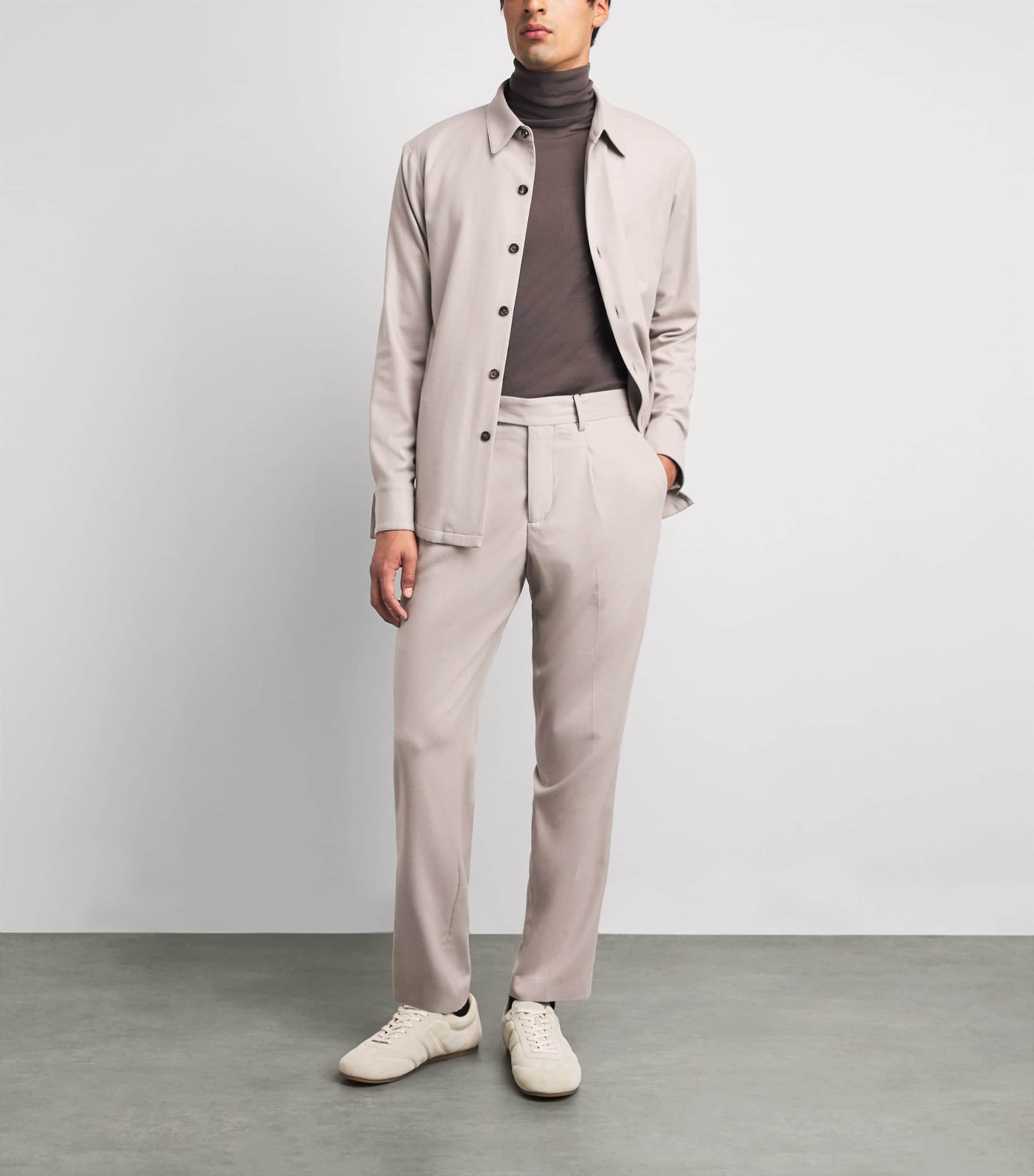 Colombo Mens Wool-Blend Overshirt Light Beige Image 2