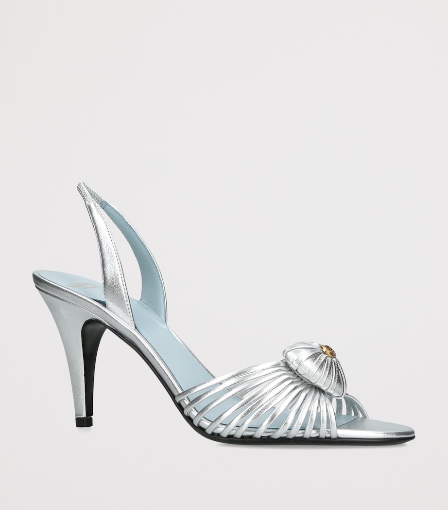 Valentino Garavani Metallic Leather Royal Slingback Heels 85 Silver Image 3