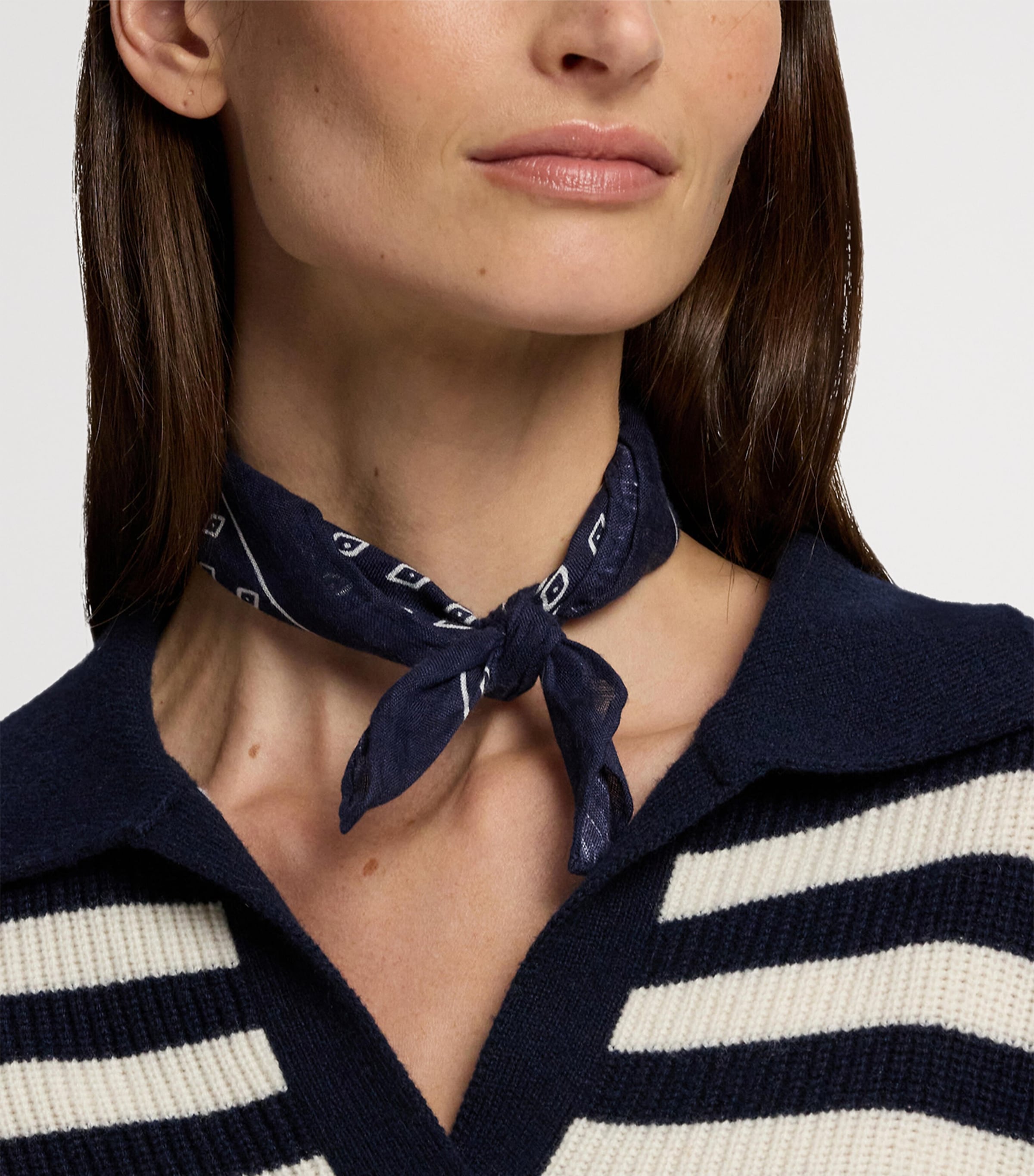 Ralph Lauren Collection Linen Art Deco Neckerchief Natural Image 2