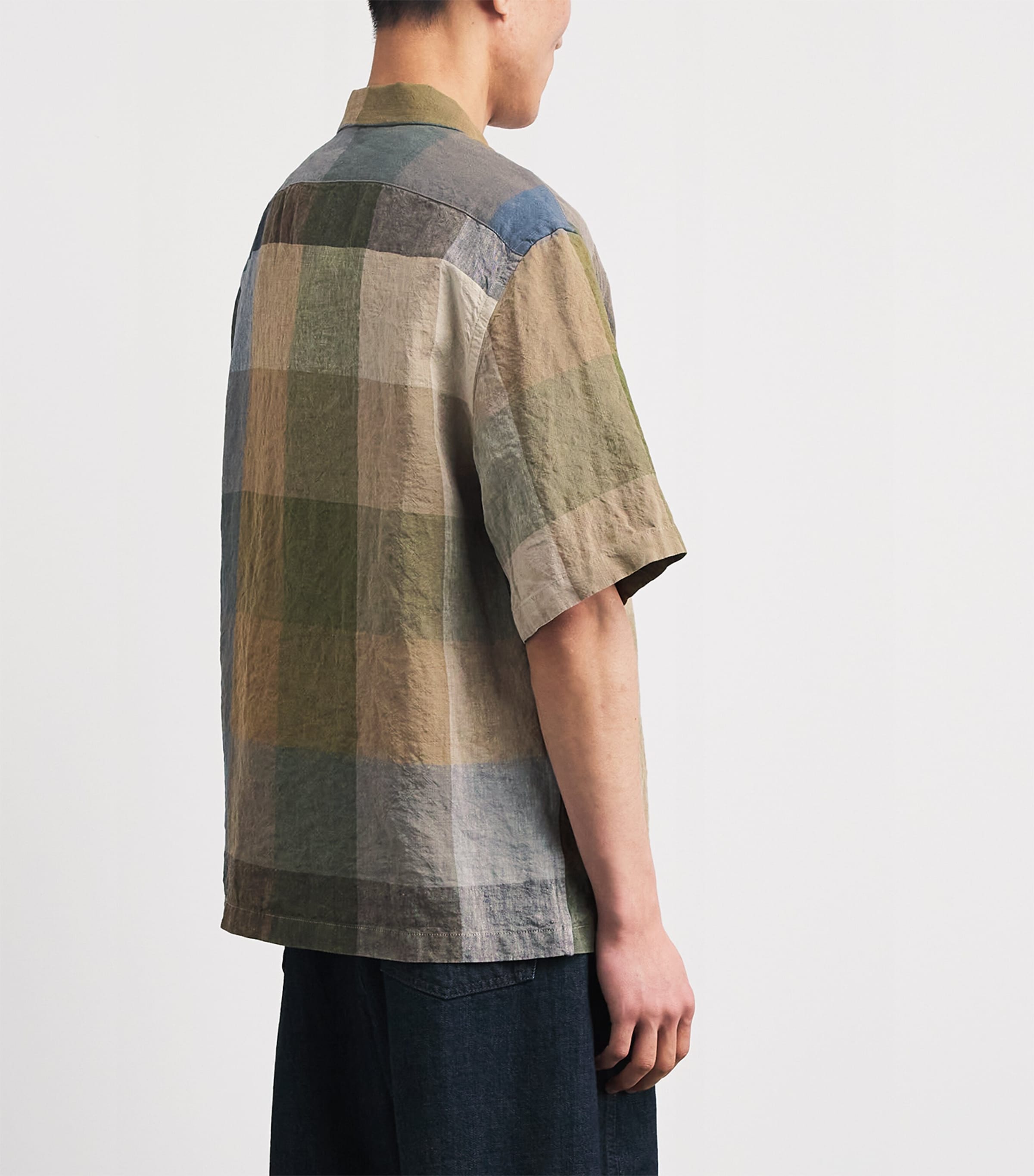 Barena Mens Linen Patchwork Oversized Short-Sleeve Shirt Uni Unico Image 5